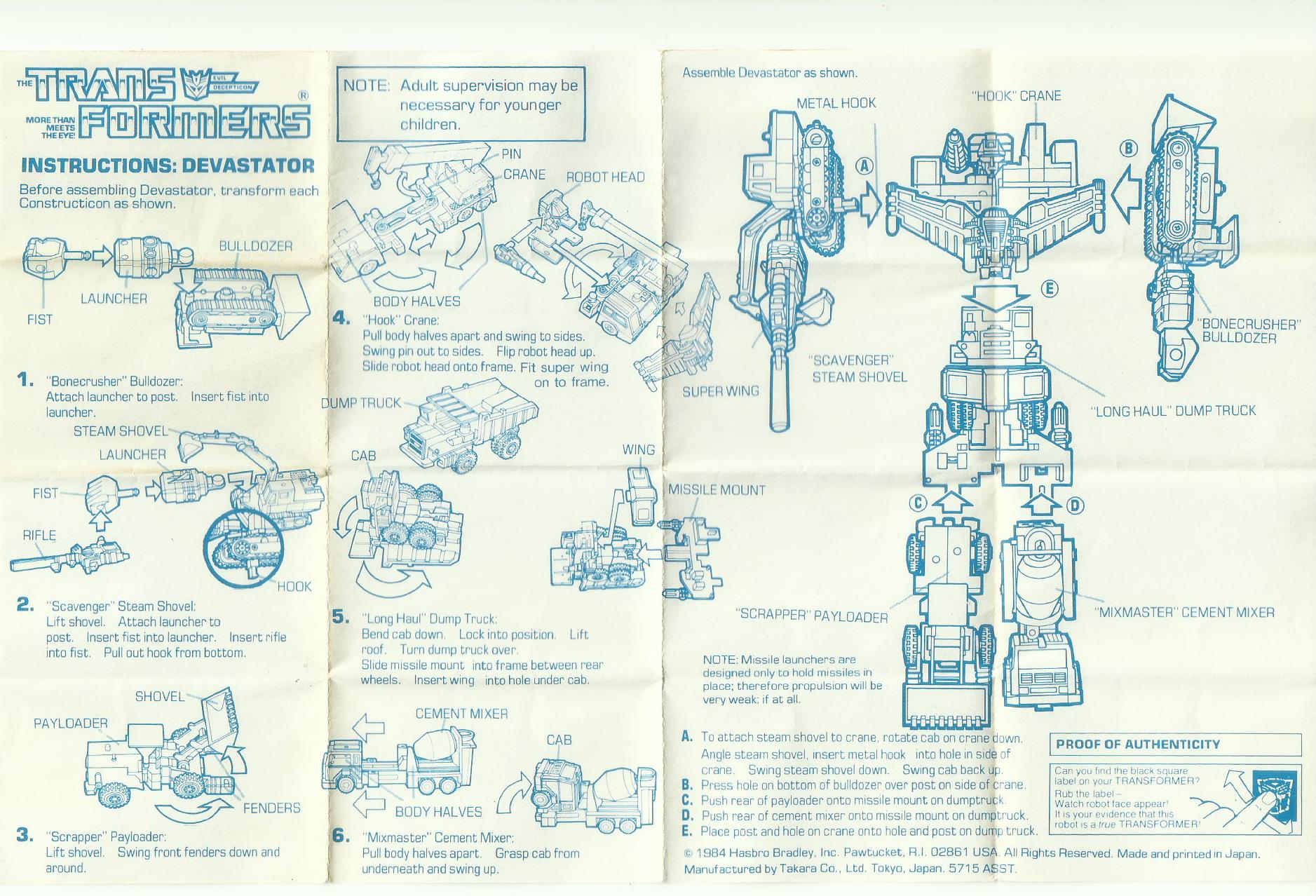 Transformers G1 building instructions shared