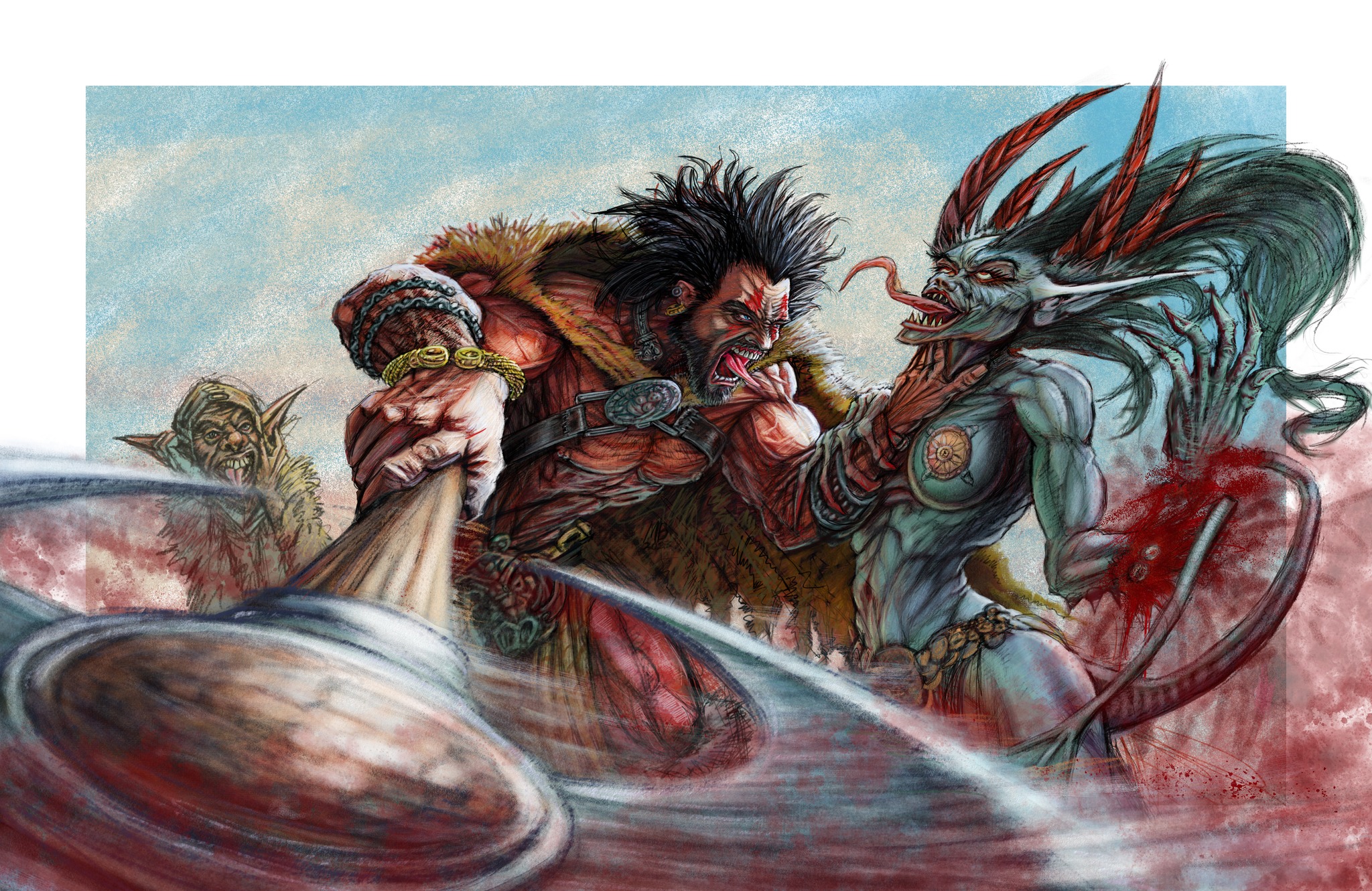 Slaine illustration with Ukko and axe