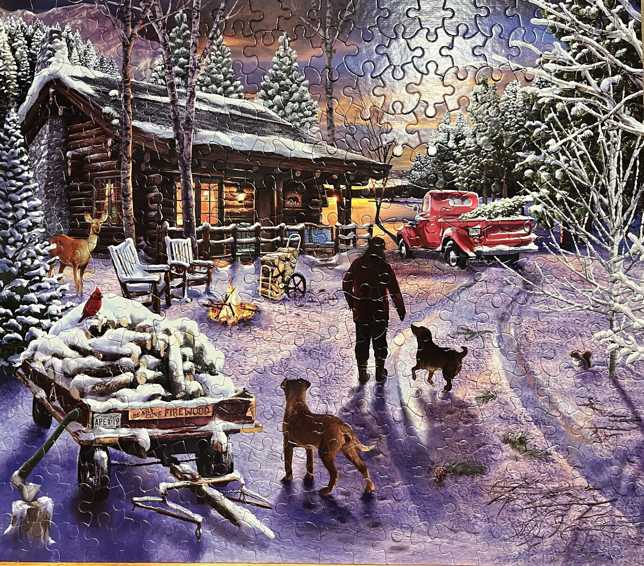 1000-Piece Animal Nature Jigsaw Puzzle – Summer Lake Scene With Dog, Cat, Horse & Birds