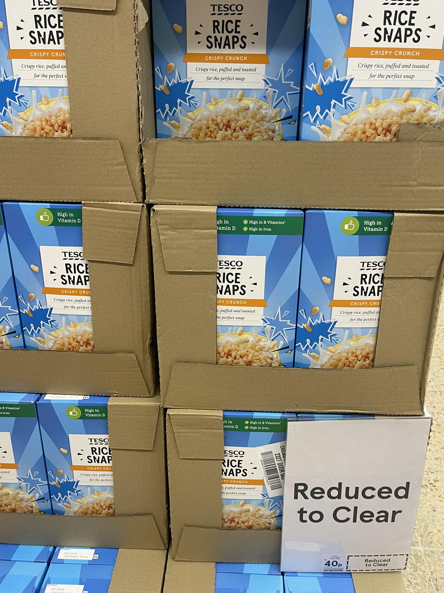 Rice snaps reduced to clear spotted at Tesco | Facebook