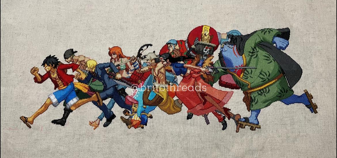 One Piece cross stitch finished after 47,850 stitches