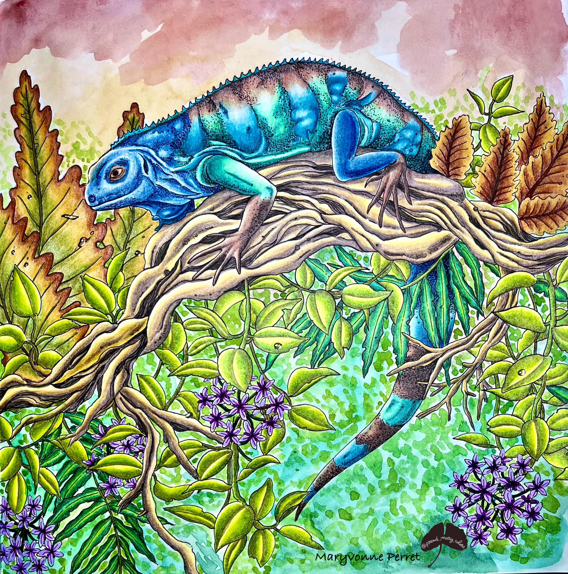 Fragile fauna art with prismacolors and watercolor