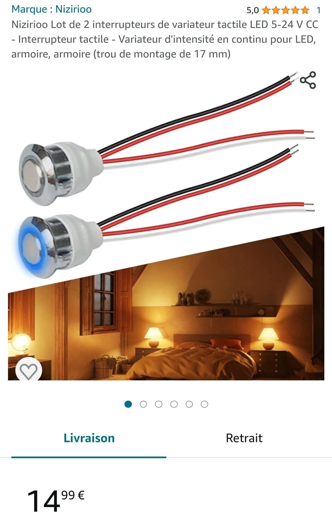 STBTECH Interrupteur tactile LED caché 220 V, CC 220 V 2 A, interrupteur tactile pour barre lumineuse LED Smart Home, pénètre le bois, la pierre, le