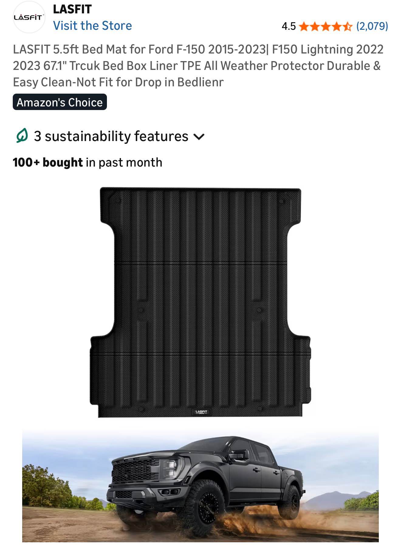 F-150 2015-2025 6.5ft Impact Heavy Duty Bed Mat with Tailgate Cover by Husky Liners