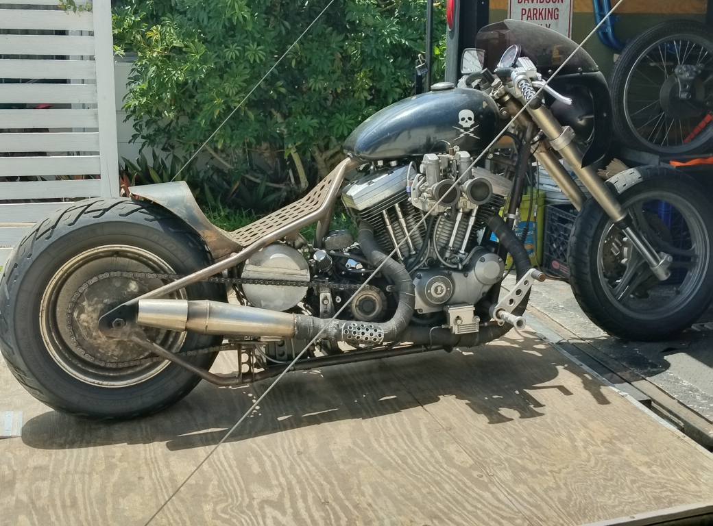 Modified bike with 1200cc engine and nitrous