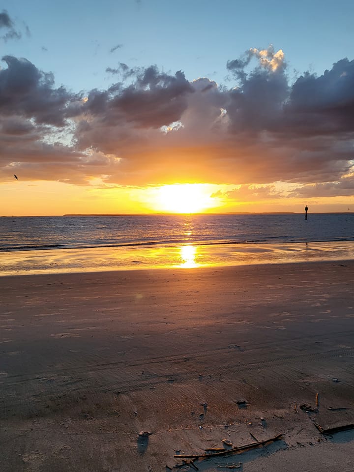 sunset at st. andrew's beach georgia