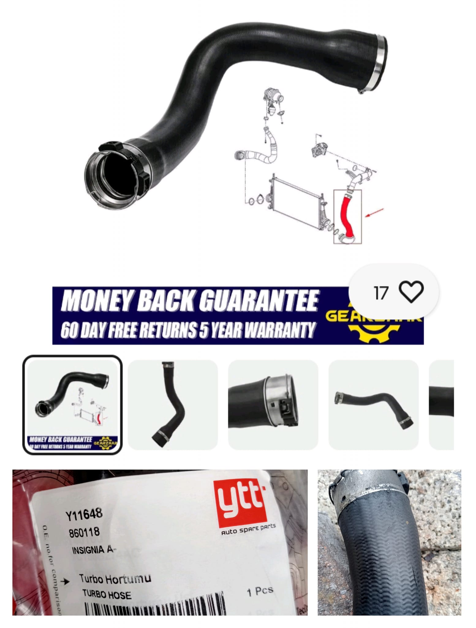 Robust Car Parts Intercooler Pipe Connector – For Vauxhall / Opel Insignia 2.0 CDTI, 860118