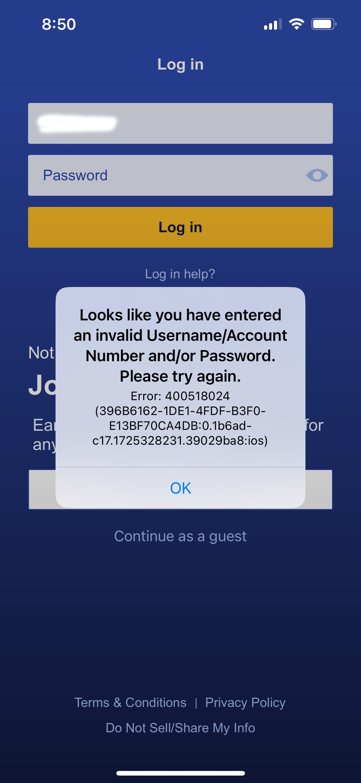 Southwest Airlines Error Codes List