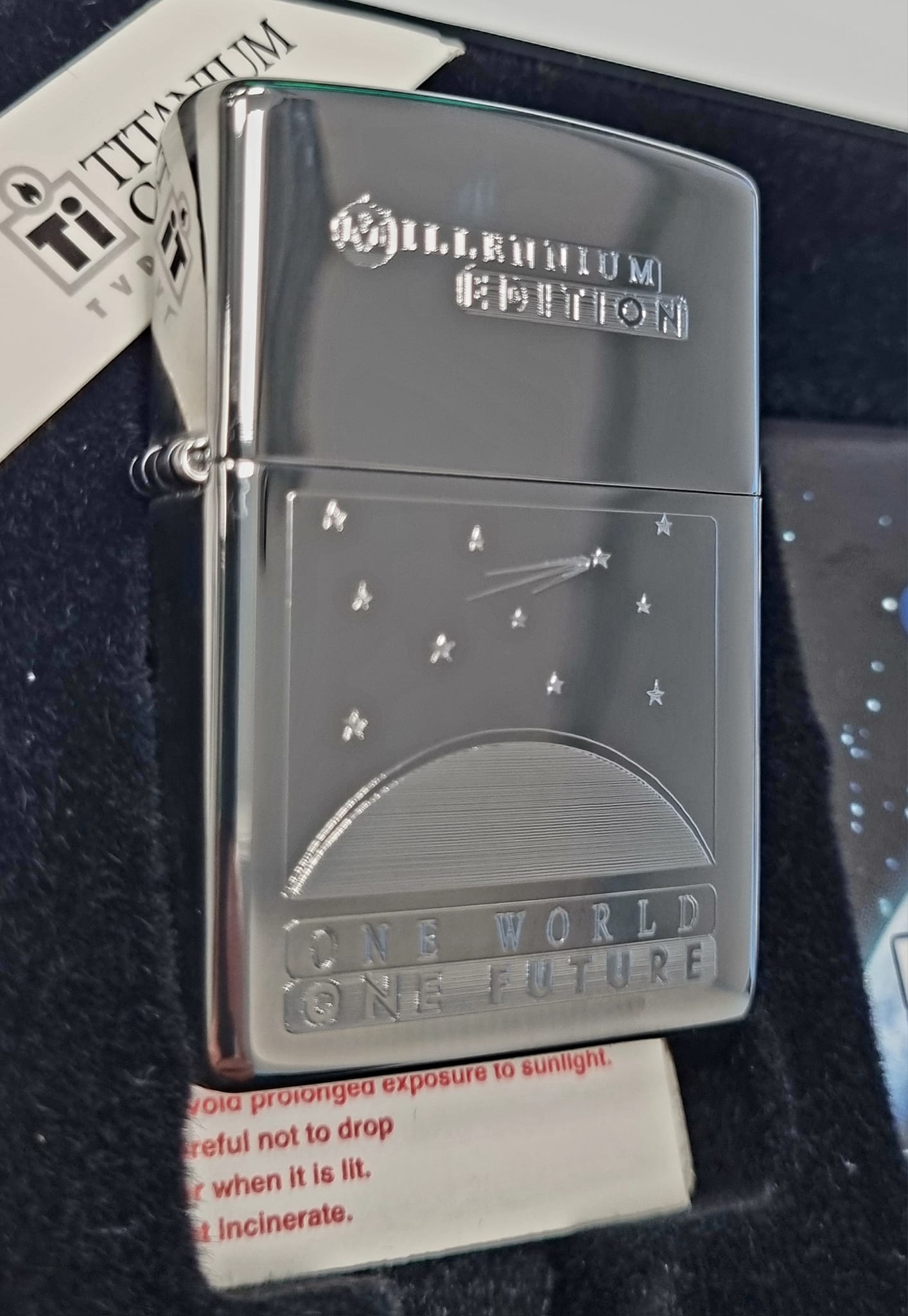 1999 Titanium Zippo Millenium Edition One World One Future