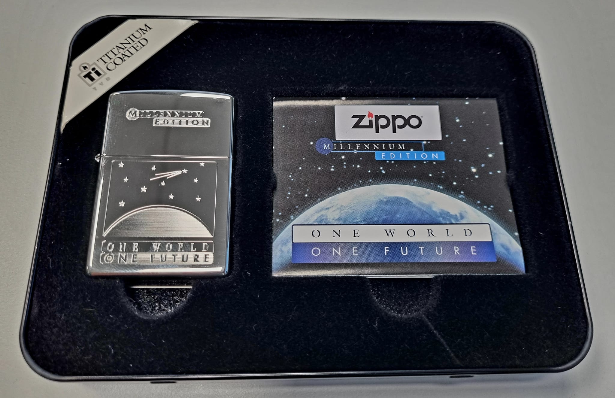 1999 Titanium Zippo Millenium Edition One World One Future