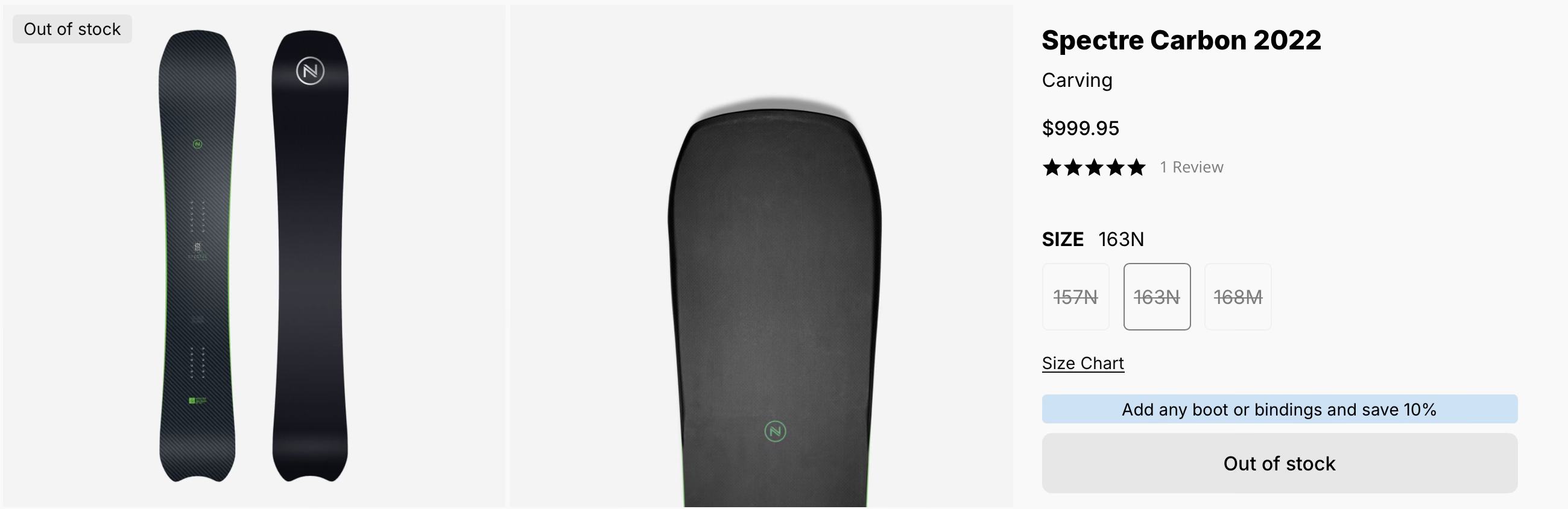 Nidecker Spectre Carbon snowboard on sale for 80% off