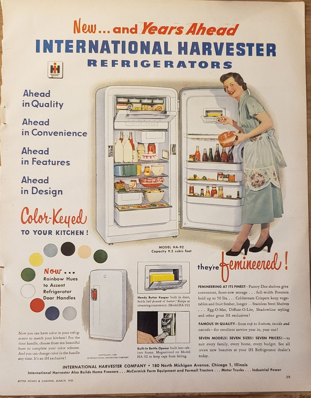 1951 New and Years Ahead INTERNATIONAL HARVESTER REFRIGERATORS