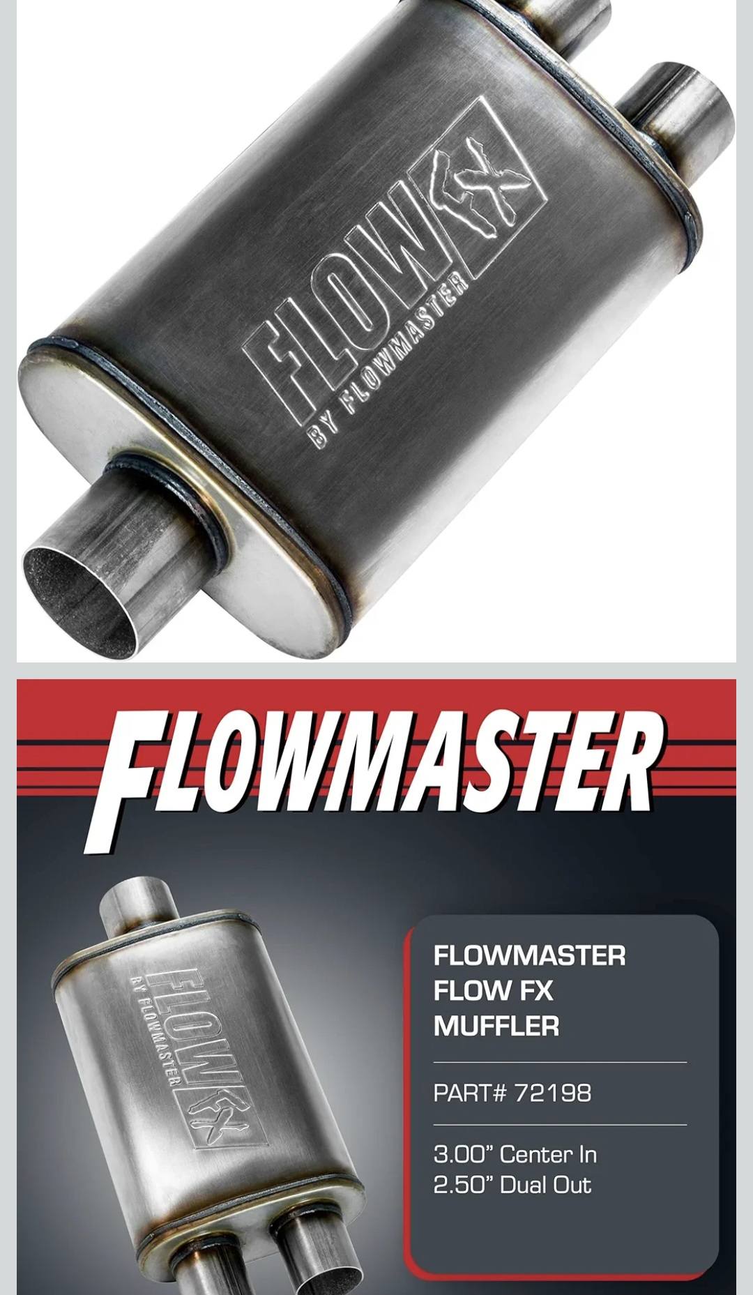 Flowmaster Flow FX Muffler - 72198 Series, 409 Stainless Steel, Natural Finish