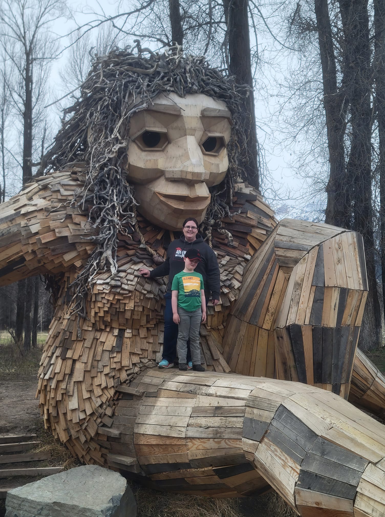 Thomas Dambo's Mama Mimi troll sculpture in Jackson's R Park