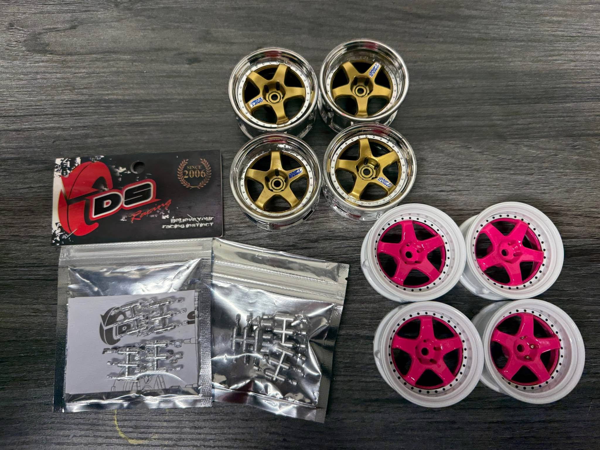 DS Racing Drift Element 5 Spoke Drift Wheels & Lug Nuts 1/10 RC Drift ...