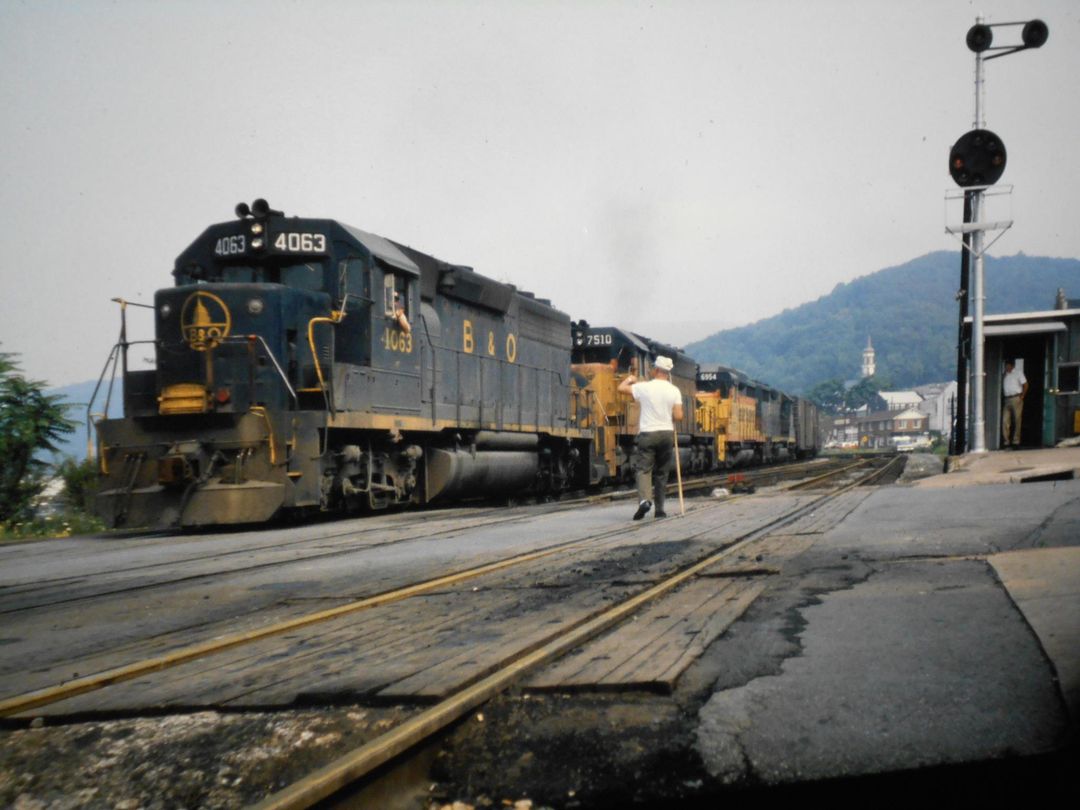 B&O work train with Western Maryland GP9 in Kensington, Maryland