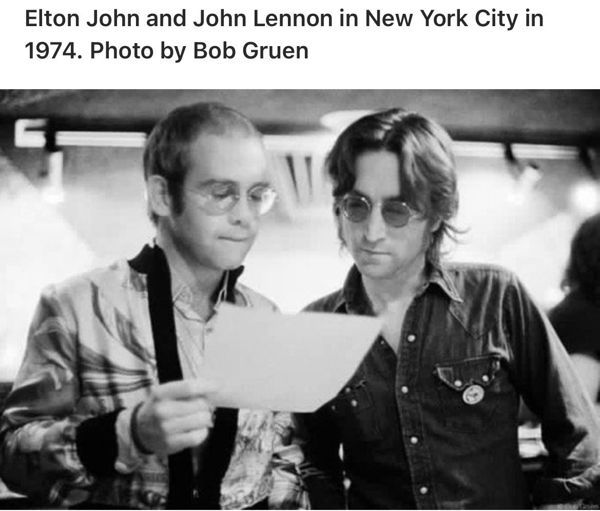 Elton John and John Lennon at The Record Plant, NYC, 1974.