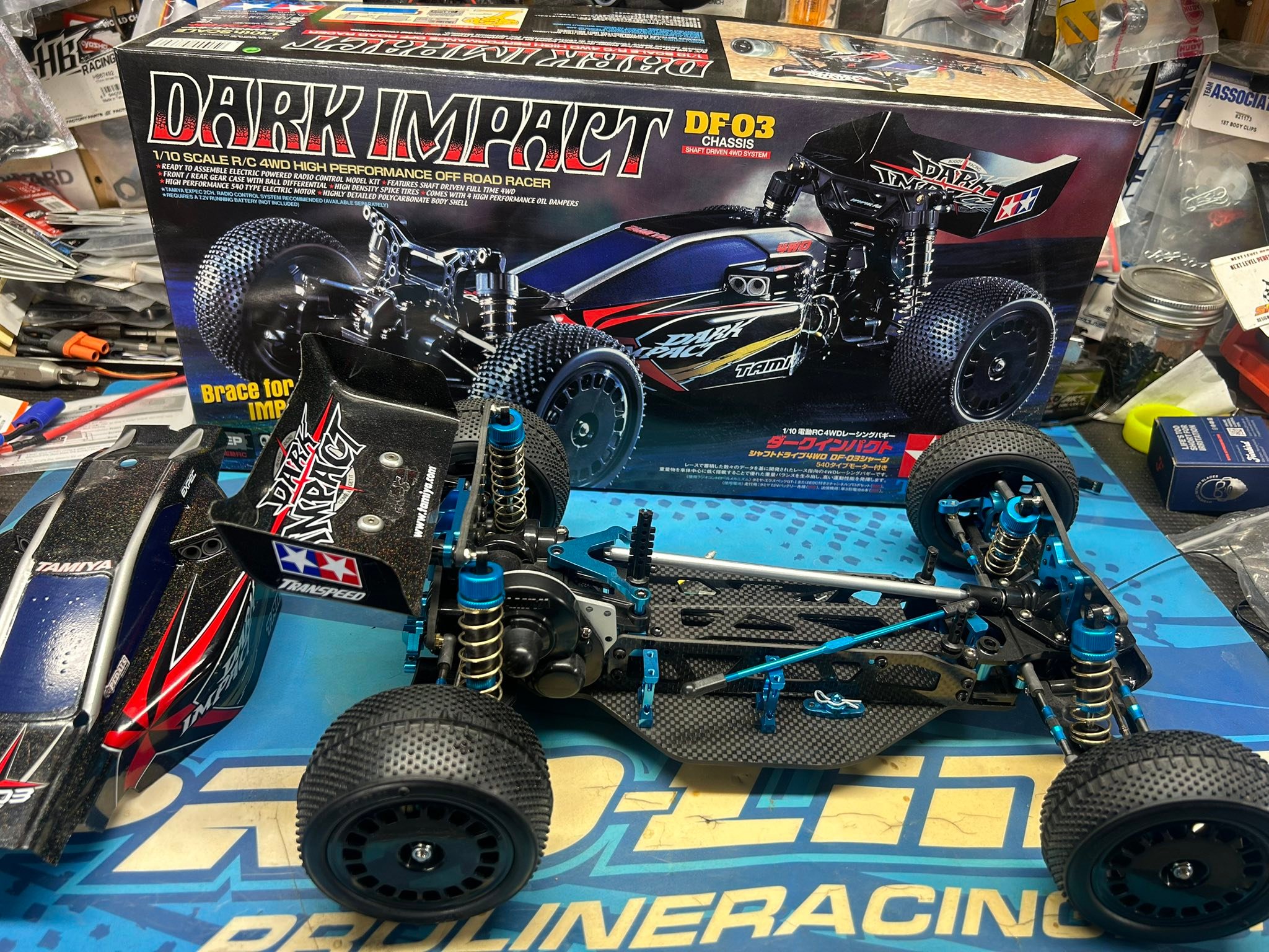 Tamiya DT-03 Pare-chocs Avant Aluminium Upgrade Bleu - 1 Set DT3003F-B