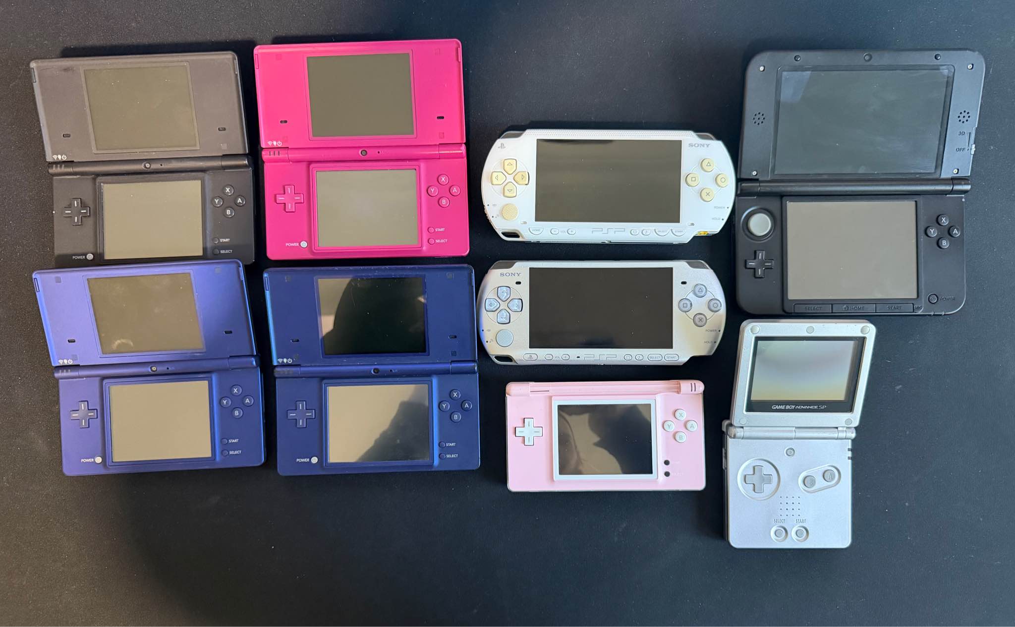 150$ rare game boy light gold 120$ psp 2000 model 100$ ds i 100