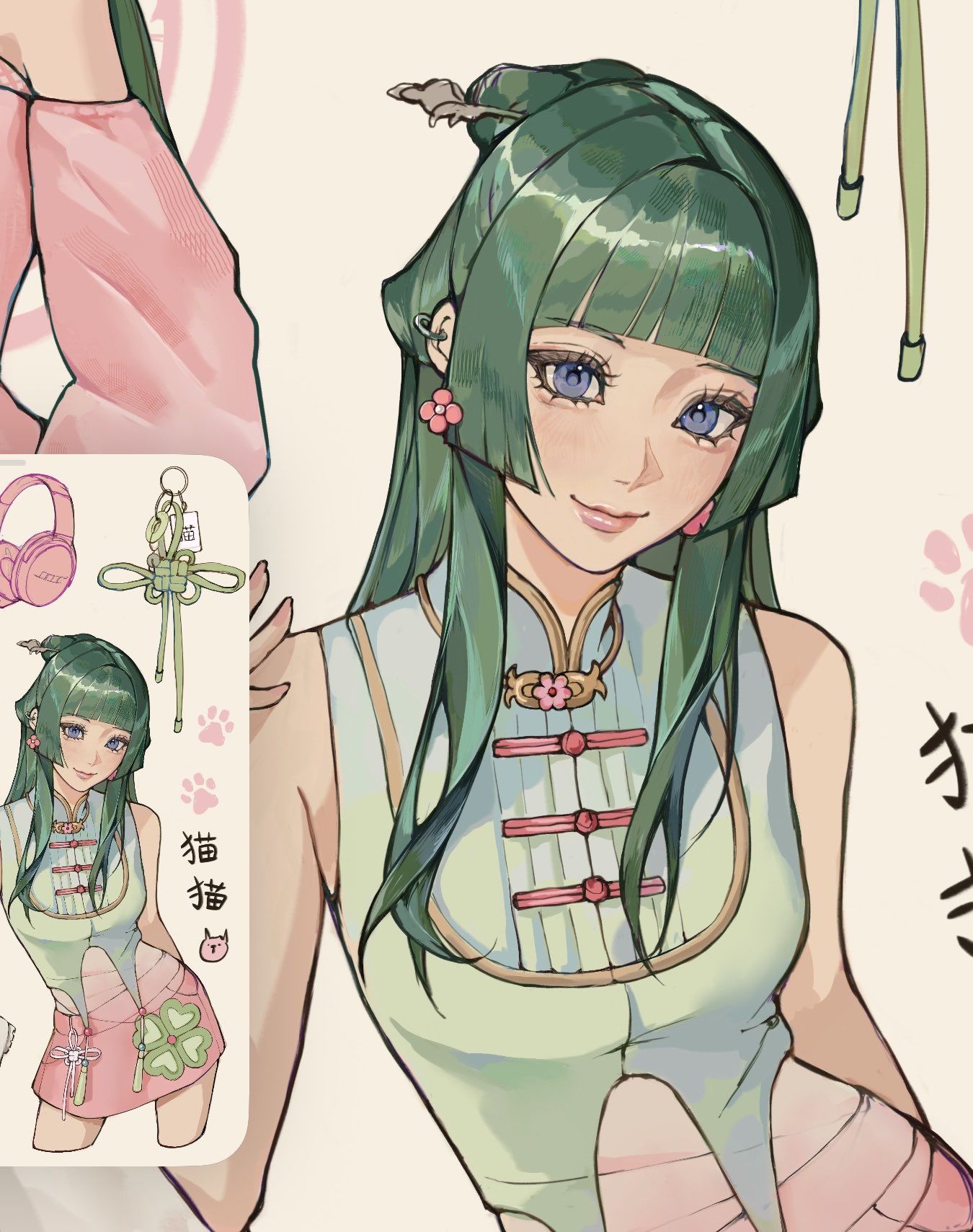 green dress anime Maomao in Modern Chinese traditional Art by @swoomiko on X 3D Florals
