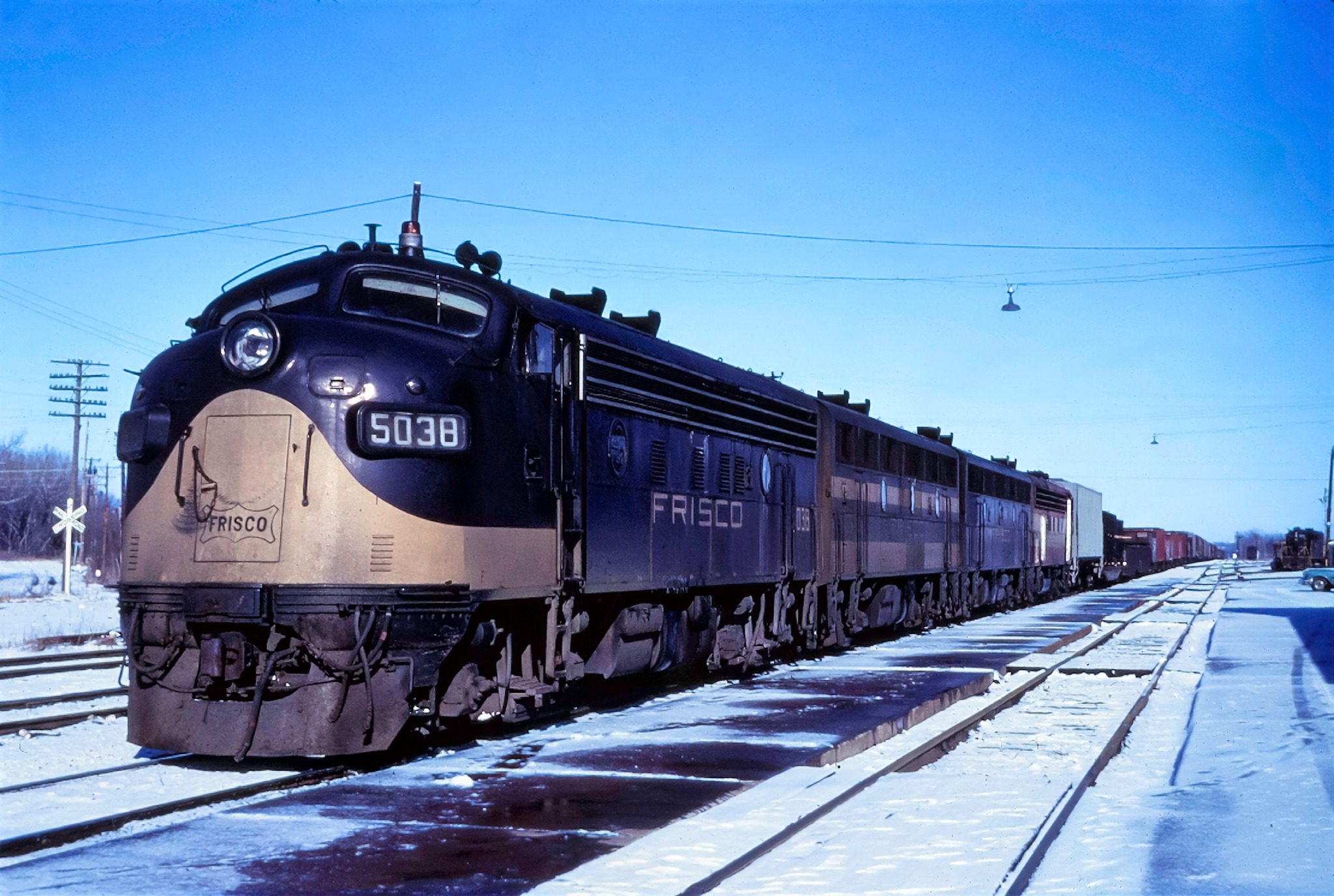 Frisco No. 5035 locomotive in St. Louis, Missouri, circa 1955