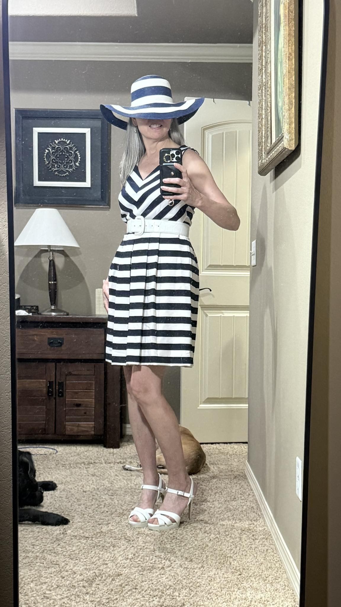 Aldi fashion find pairs with thrifted Shelby & Palmer dress