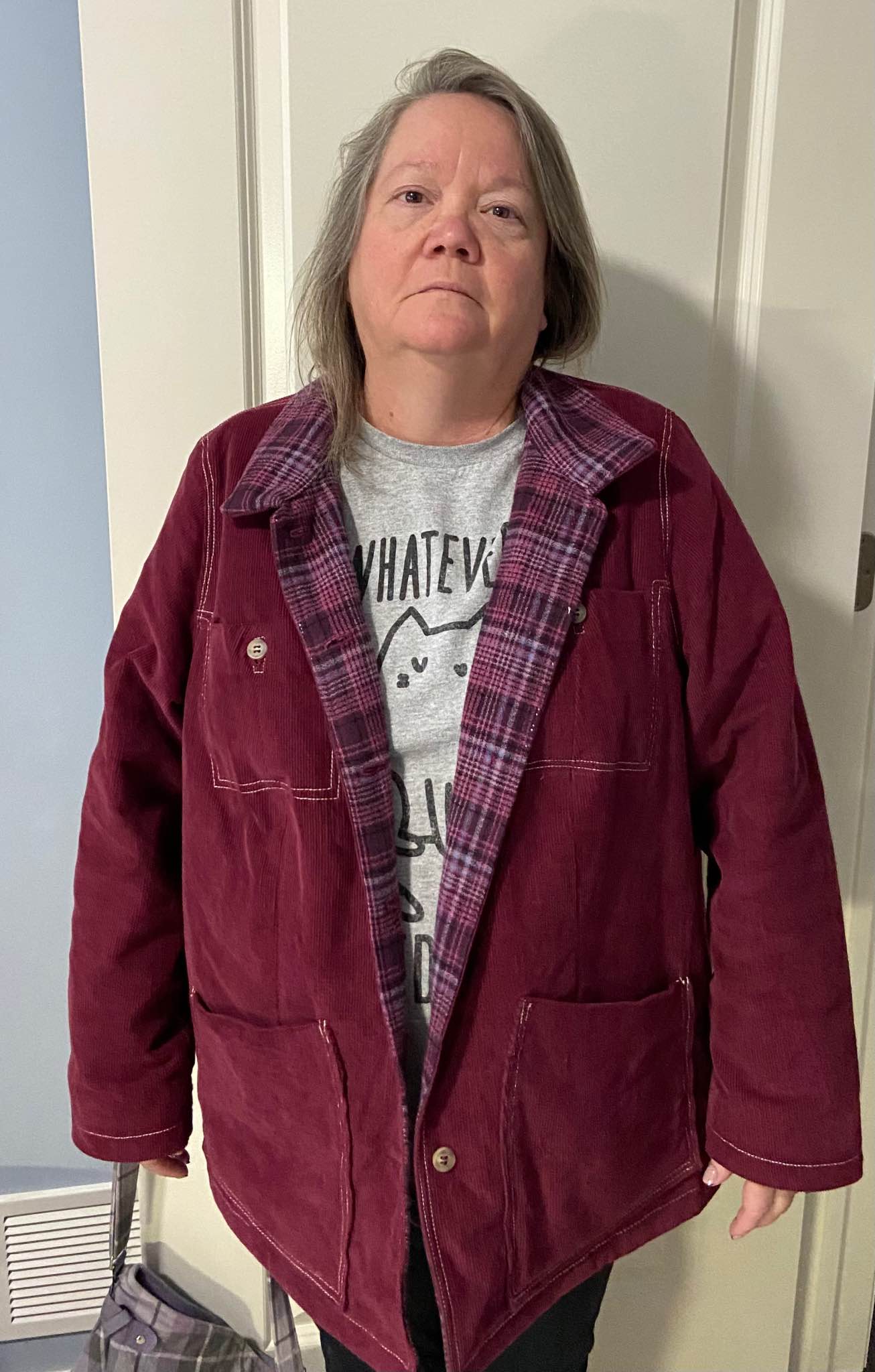Thayer jacket made with corduroy and flannel from Sew to Speak