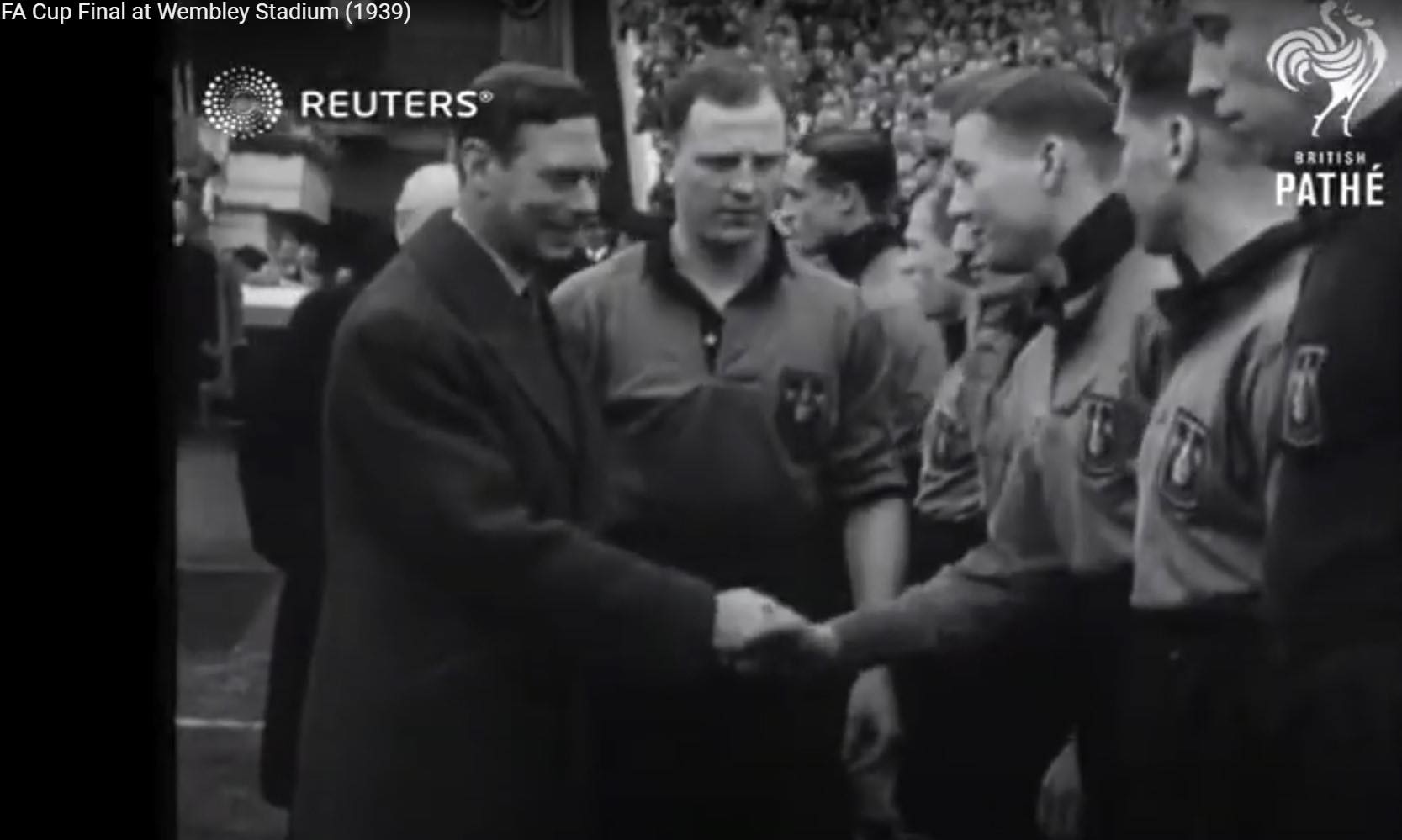 Wolves' Dennis Westcott meets the king at 1939 FA Cup Final