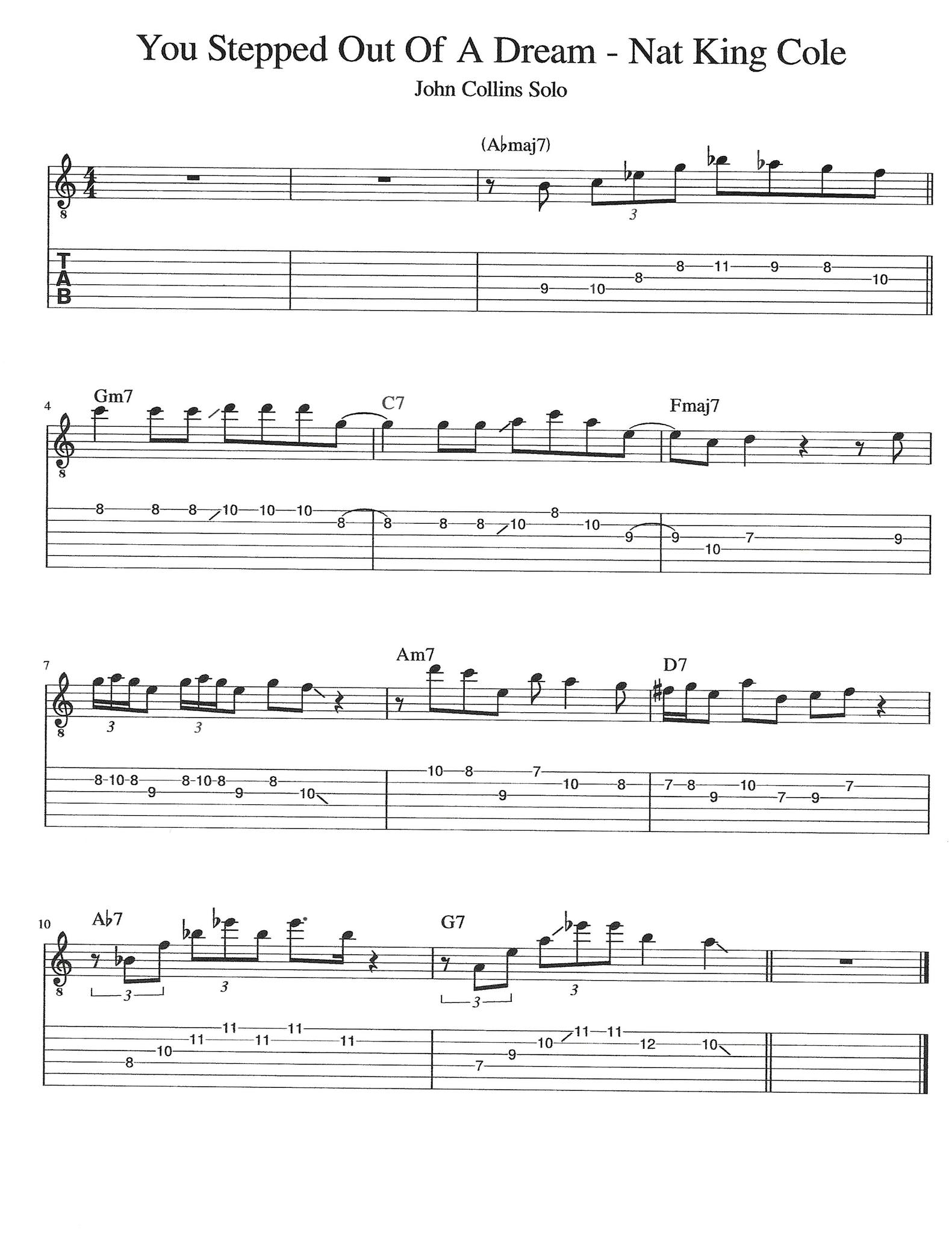 OSCAR MOORE GUITAR SOLOSギター譜 NATKINGCOLE Nat King Cole guitar