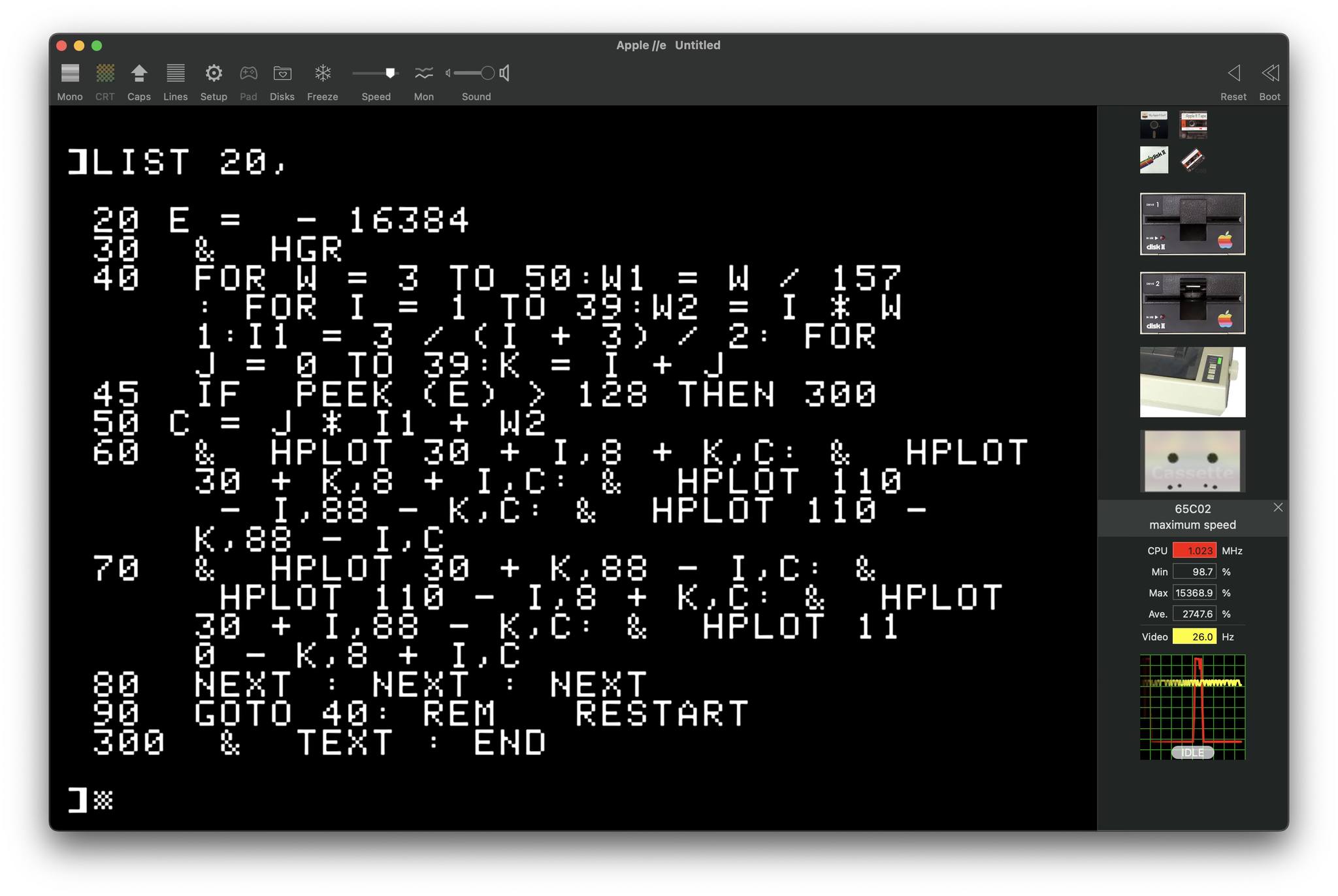 ここ Apple II kaleidoscope clone source code