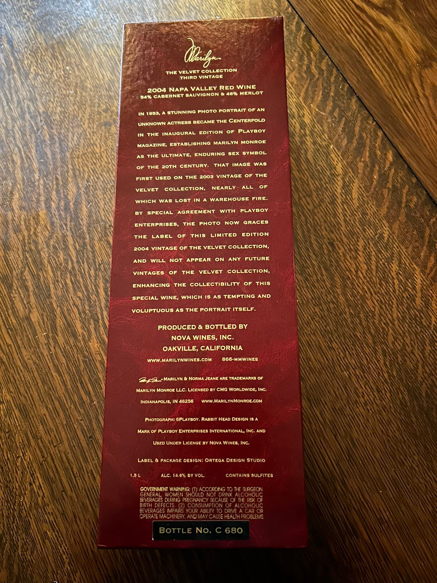 Selling 2004 limited edition red wine