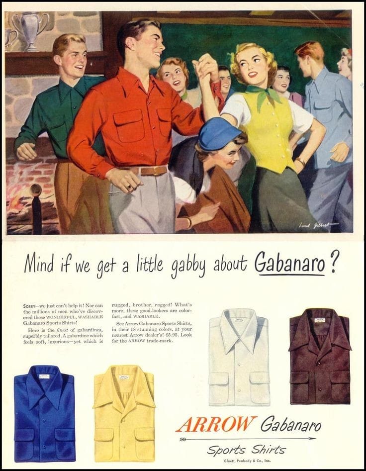Arrow Gabanaro ad, in Esquire magazine, 1950.