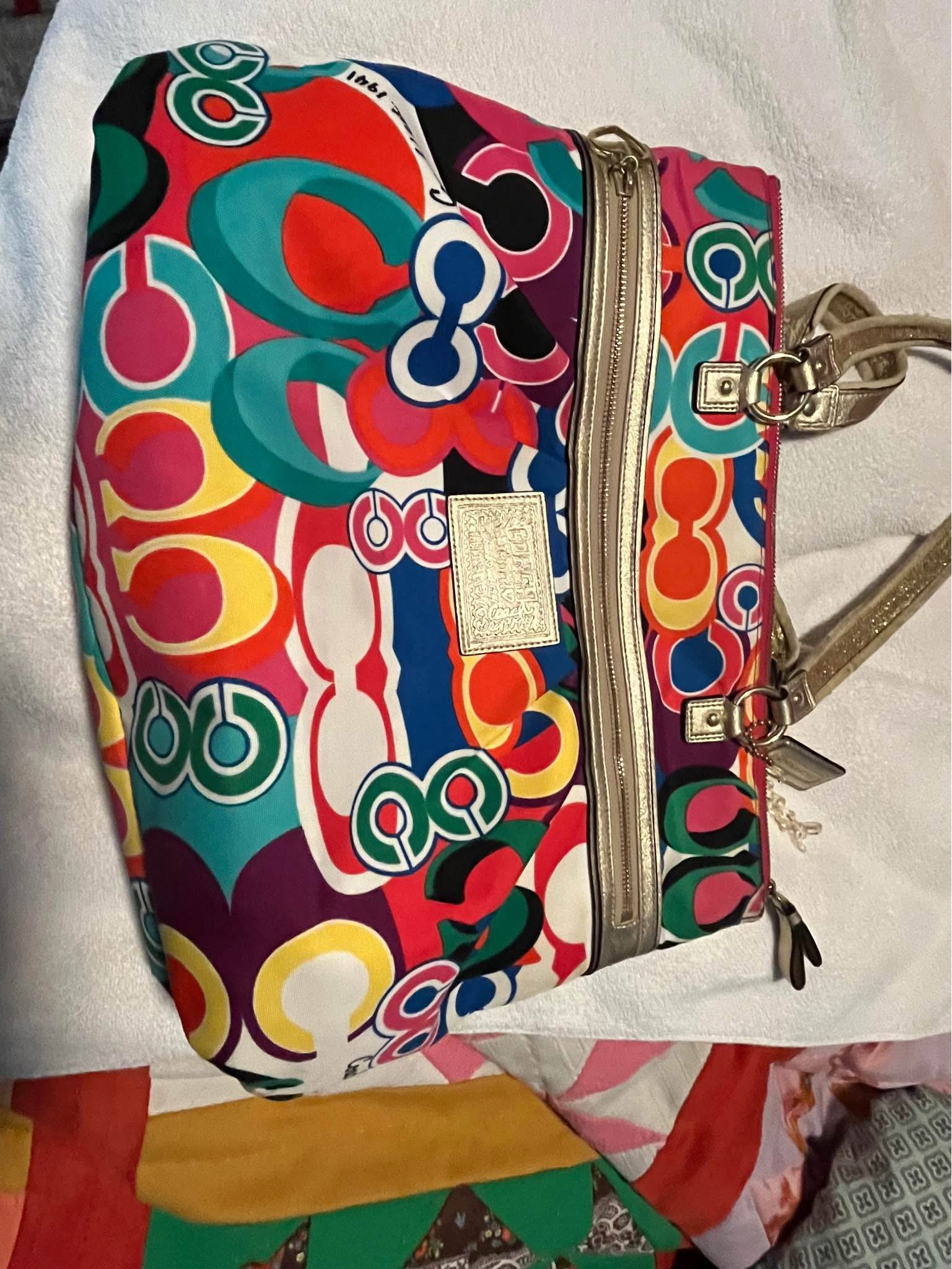 Coach Womens Poppy Pop C Signature One Shoulder Purse Hobo Bag 