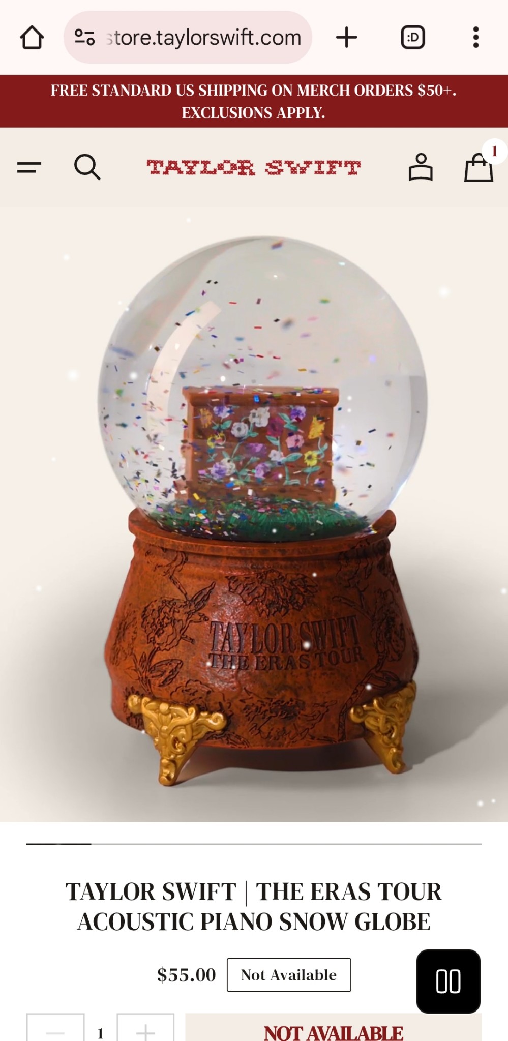 Taylor Swift Eras Tour acoustic piano snow globe for sale