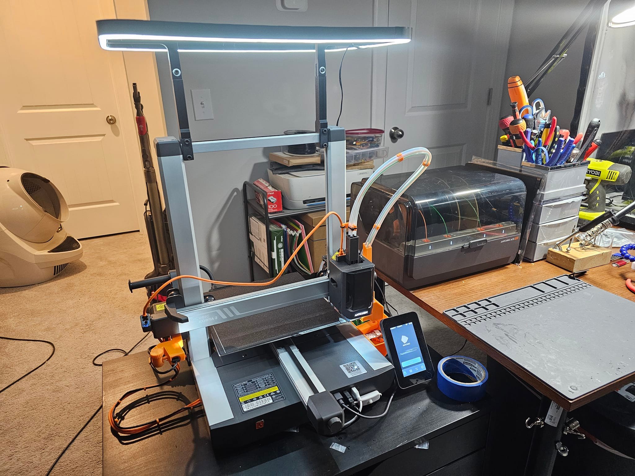 Modified Anycubic Kobra 3 combo with right side gantry filament guide