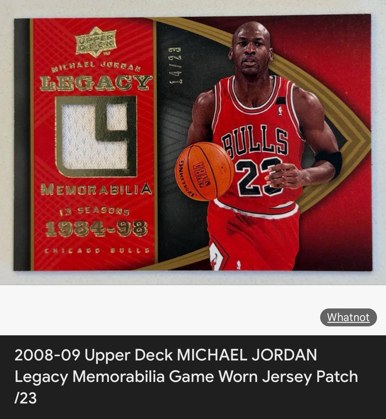 Selling 2008-09 Upper Deck Michael Jordan Legacy Memorabilia card