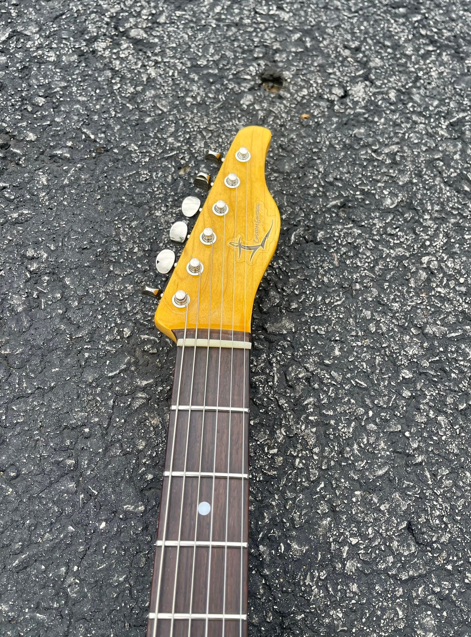 JL Custom Guitars' sonic blue T-style guitar with 55 blackguard