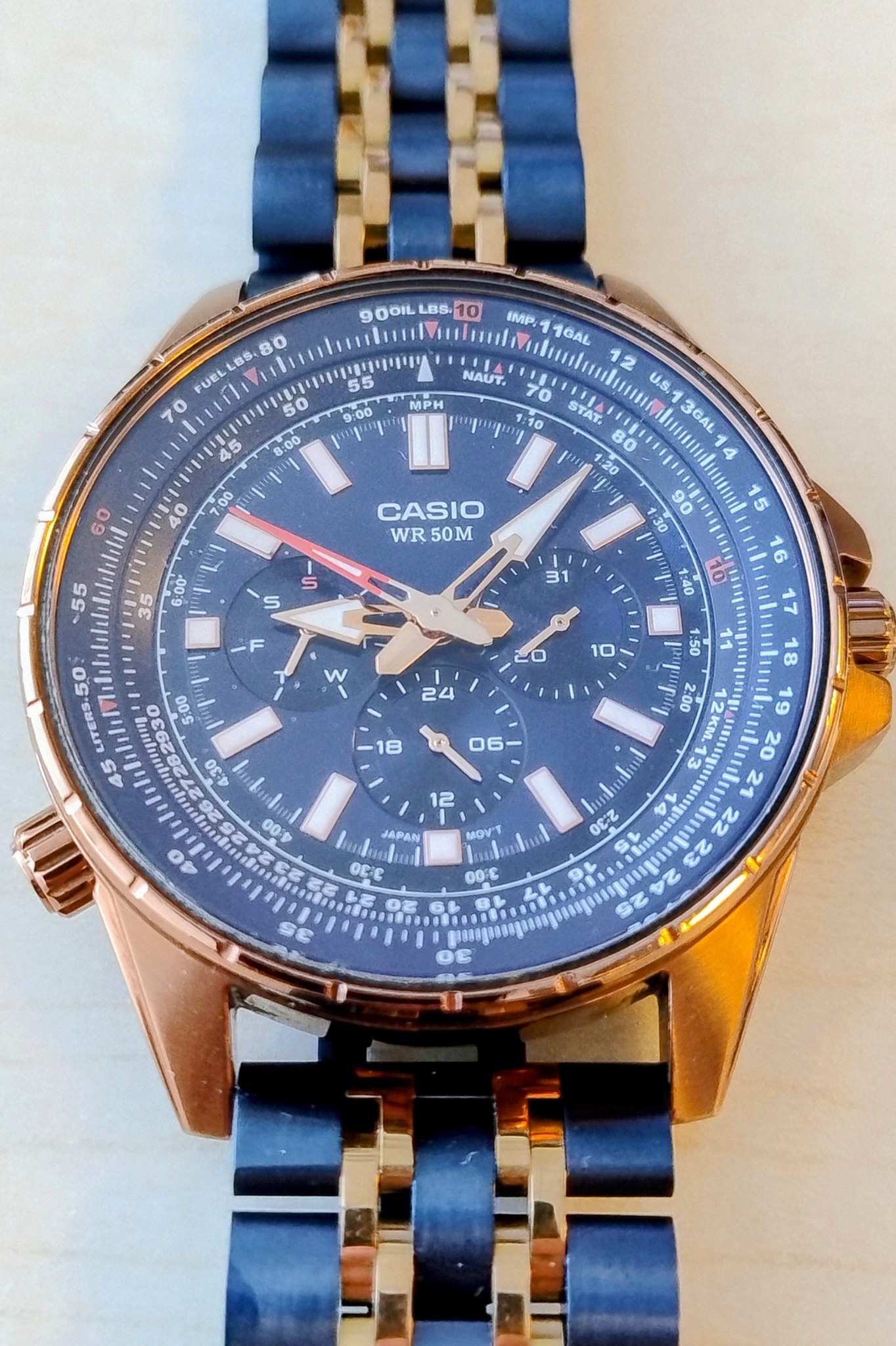 Casio MTP-SW320 watch with aftermarket band