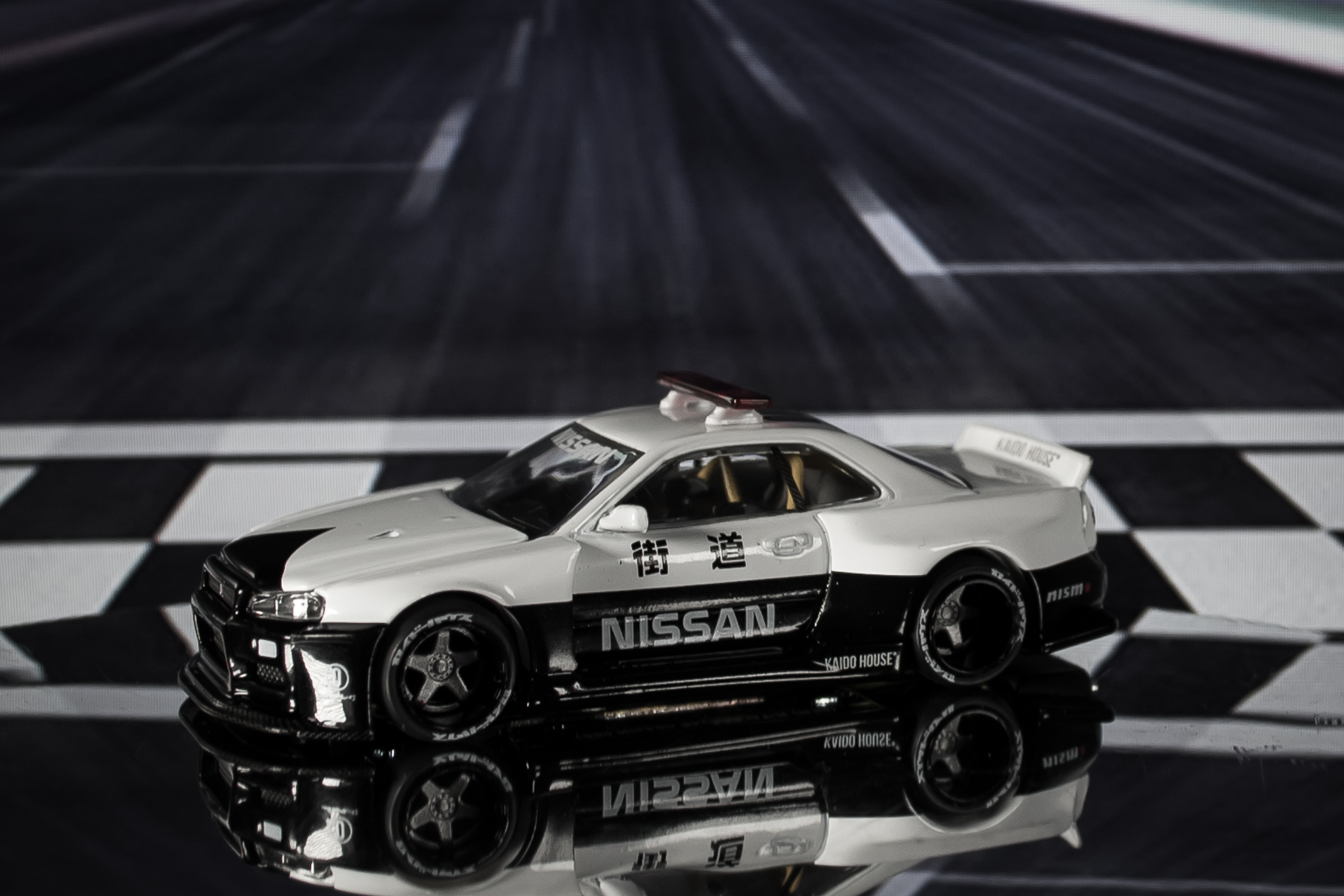 An old Nissan Skyline GT-R (R34) produced by HPI-Racing