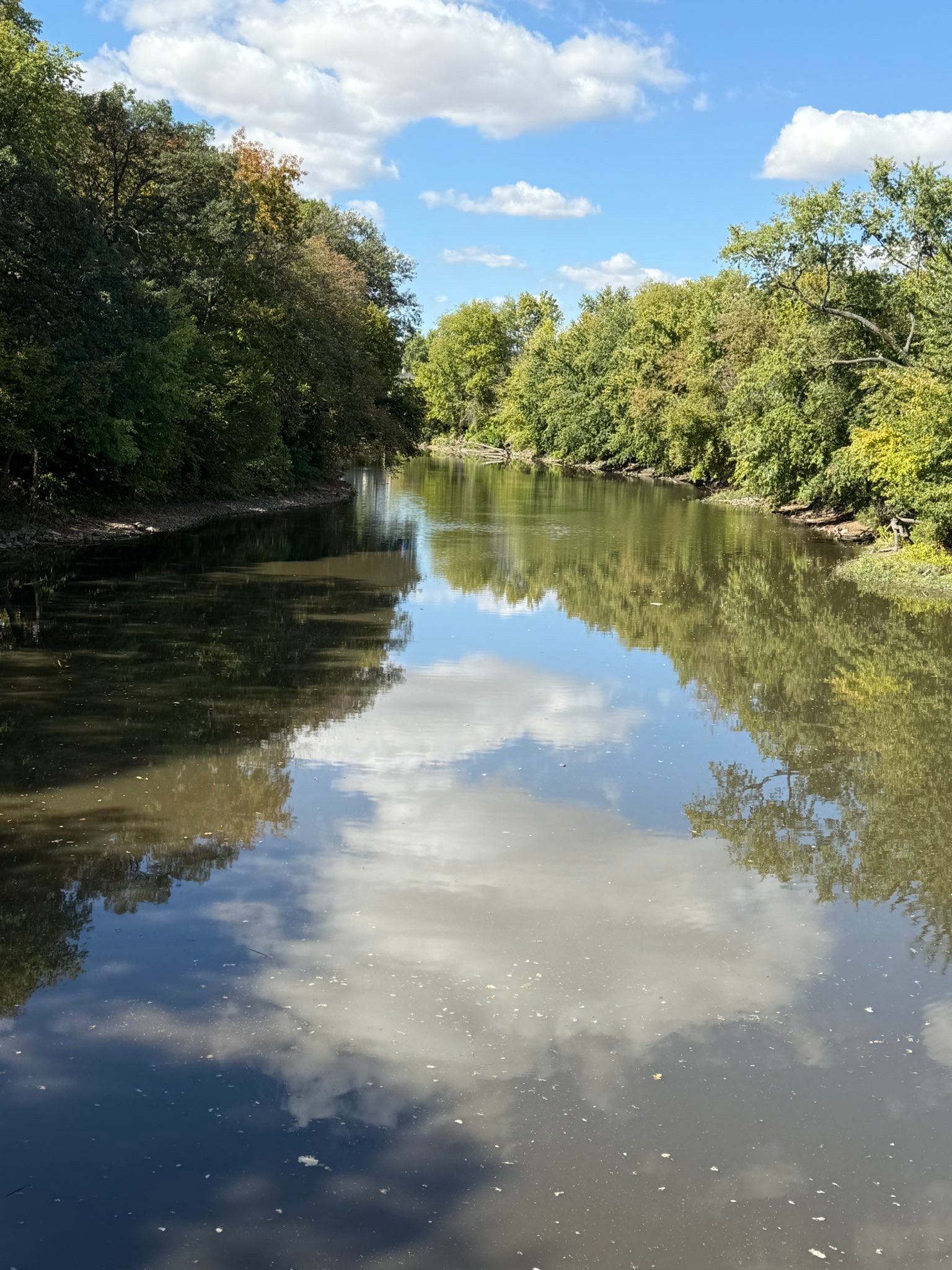 Peggie - Looking west from the swinging bridge at Humiston Riverside ...
