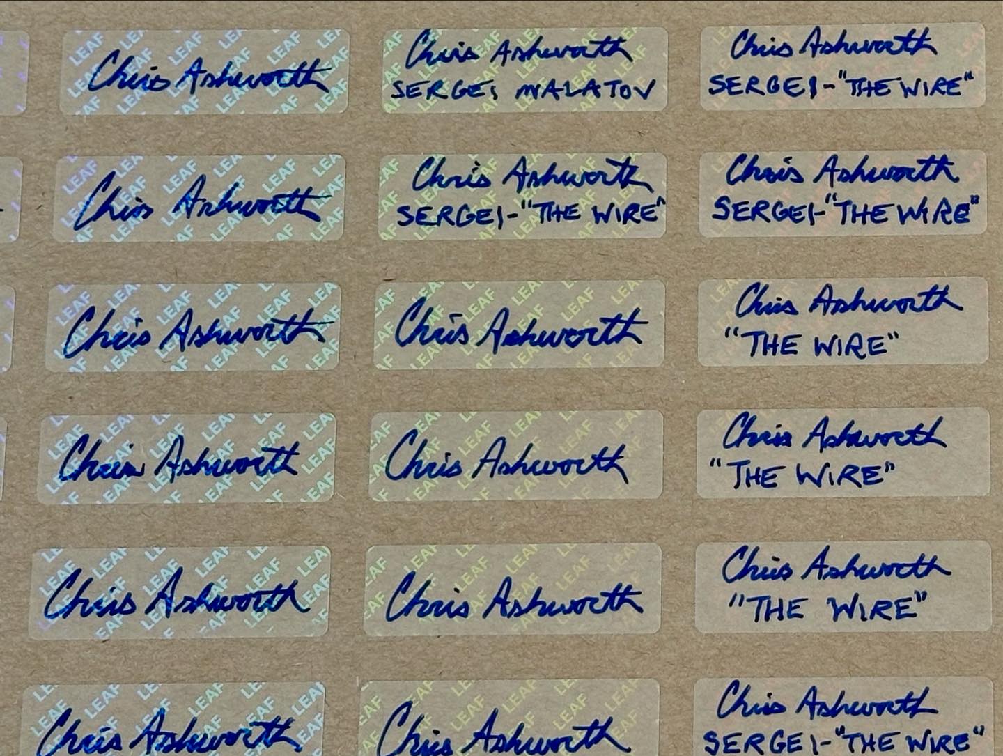 I recently signed stickers for Leaf Trading Cards