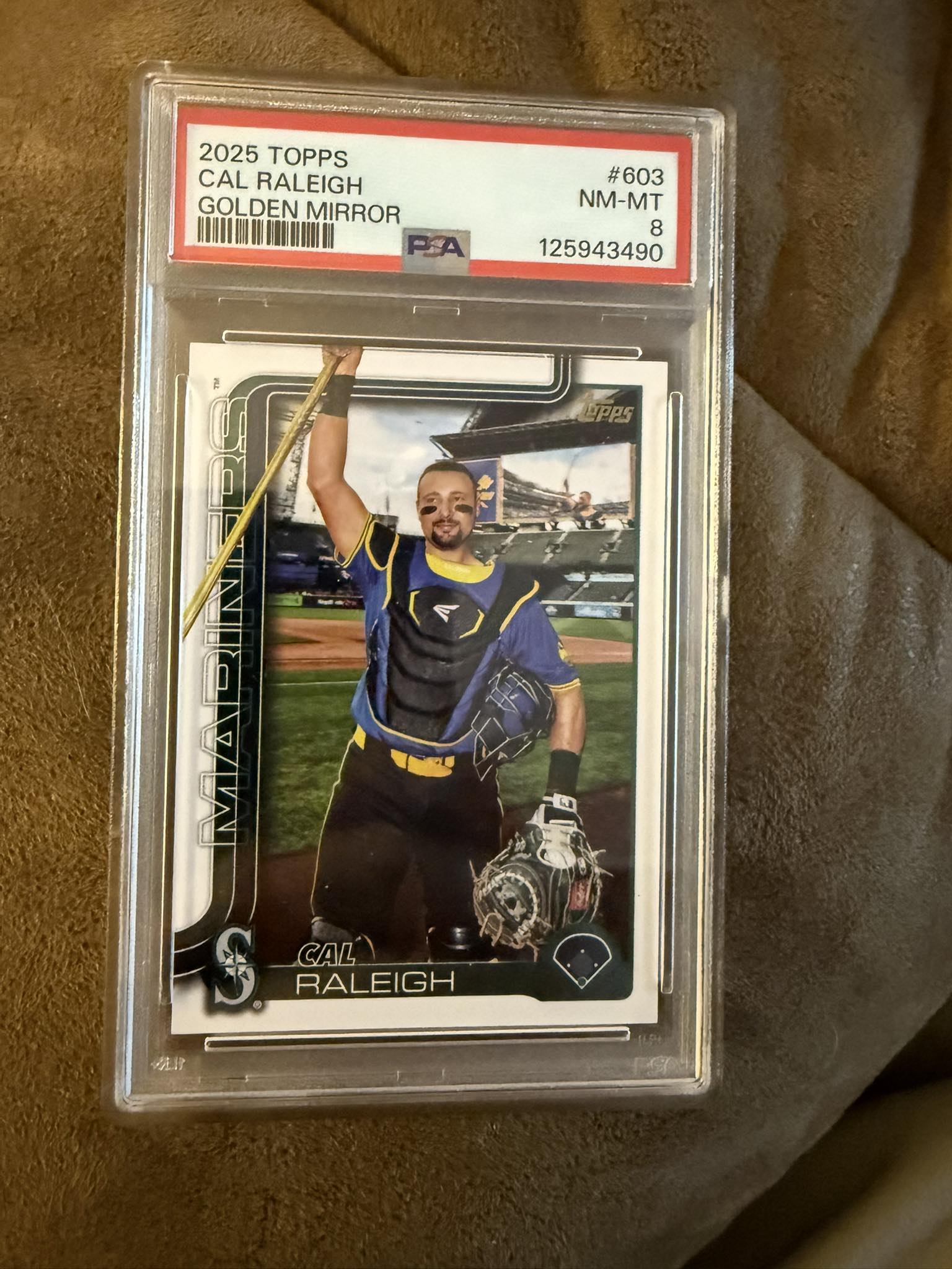 2025 Topps Cal Raleigh card graded NM-MT 8