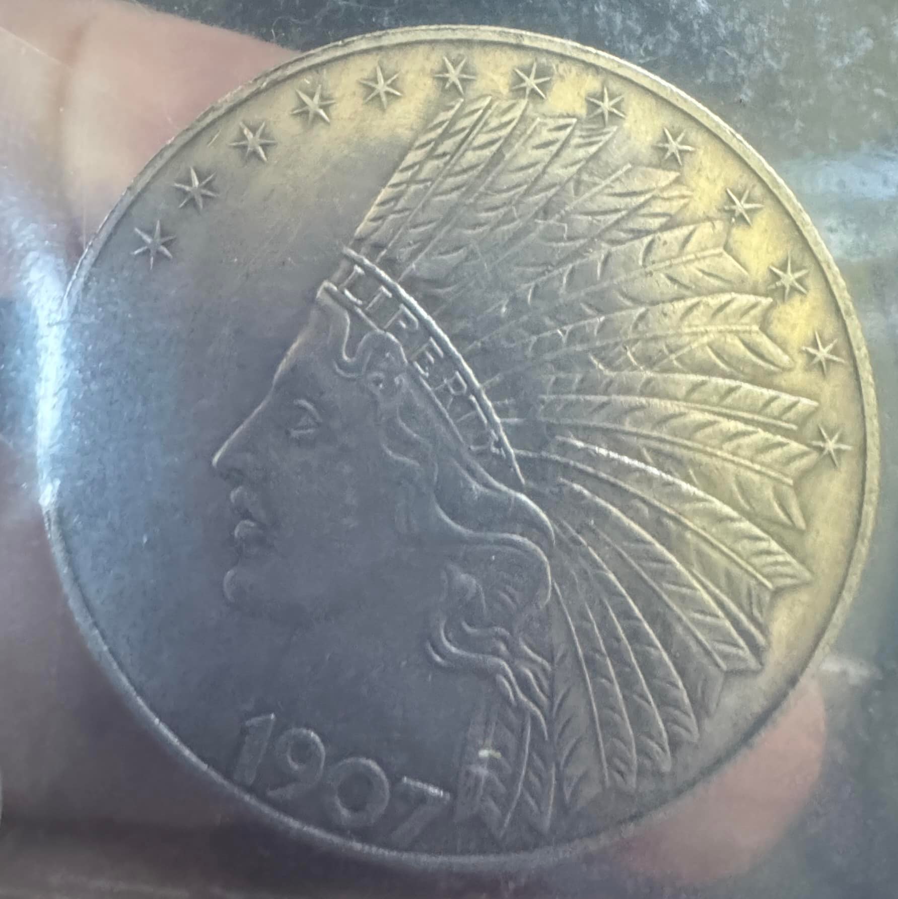 Commemorative or private minting 1907 ten dollar silver indian 