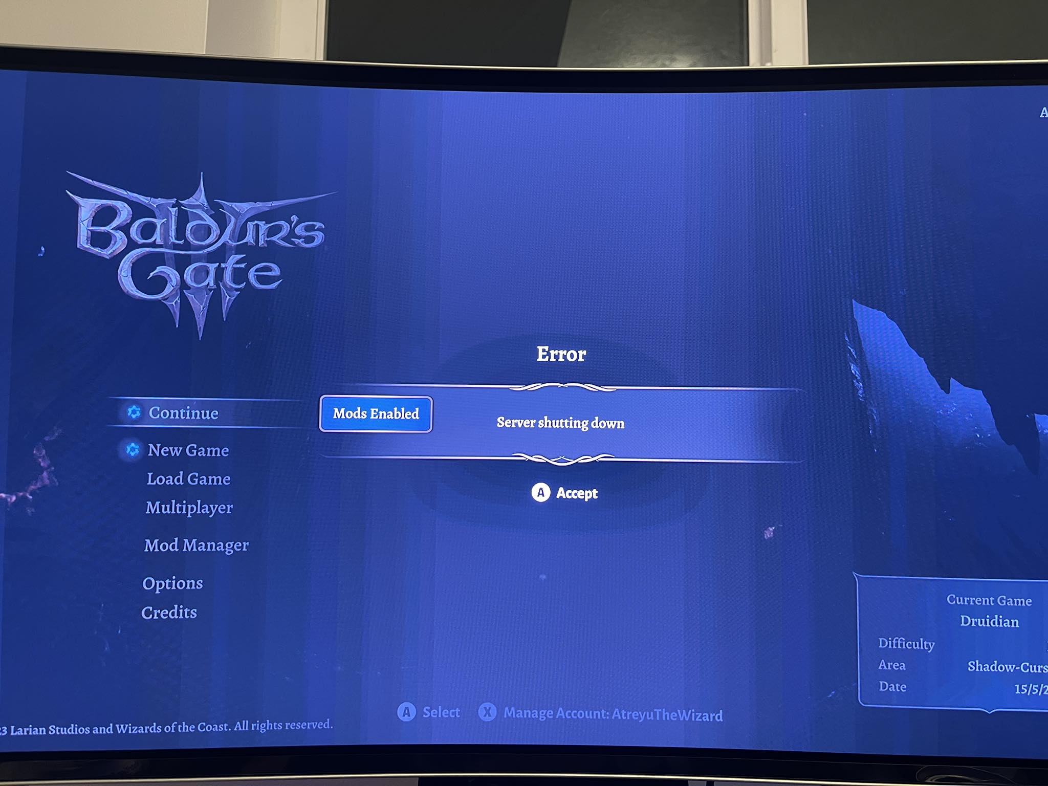 Why does Baldur's Gate 3 multiplayer keep shutting down on Xbox