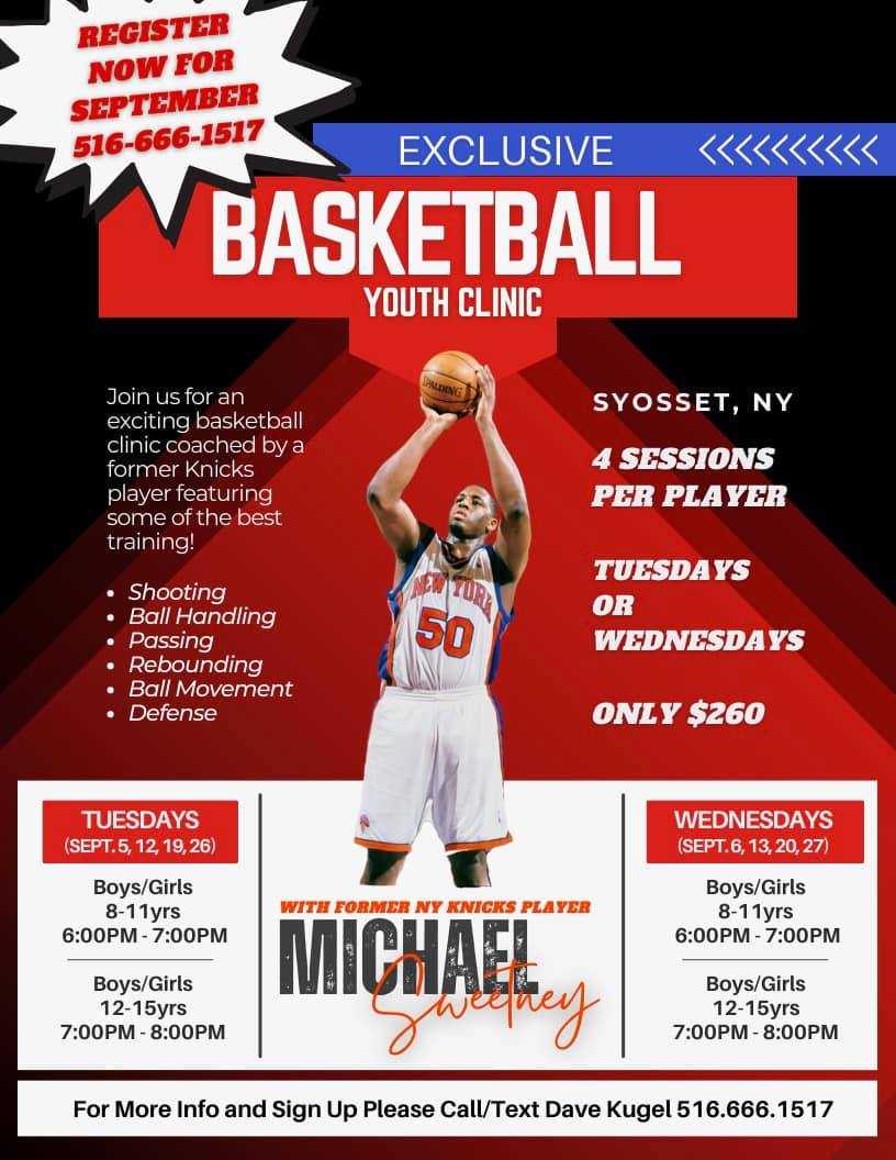 Free junior Knicks basketball clinic at Hicksville Athletic Center