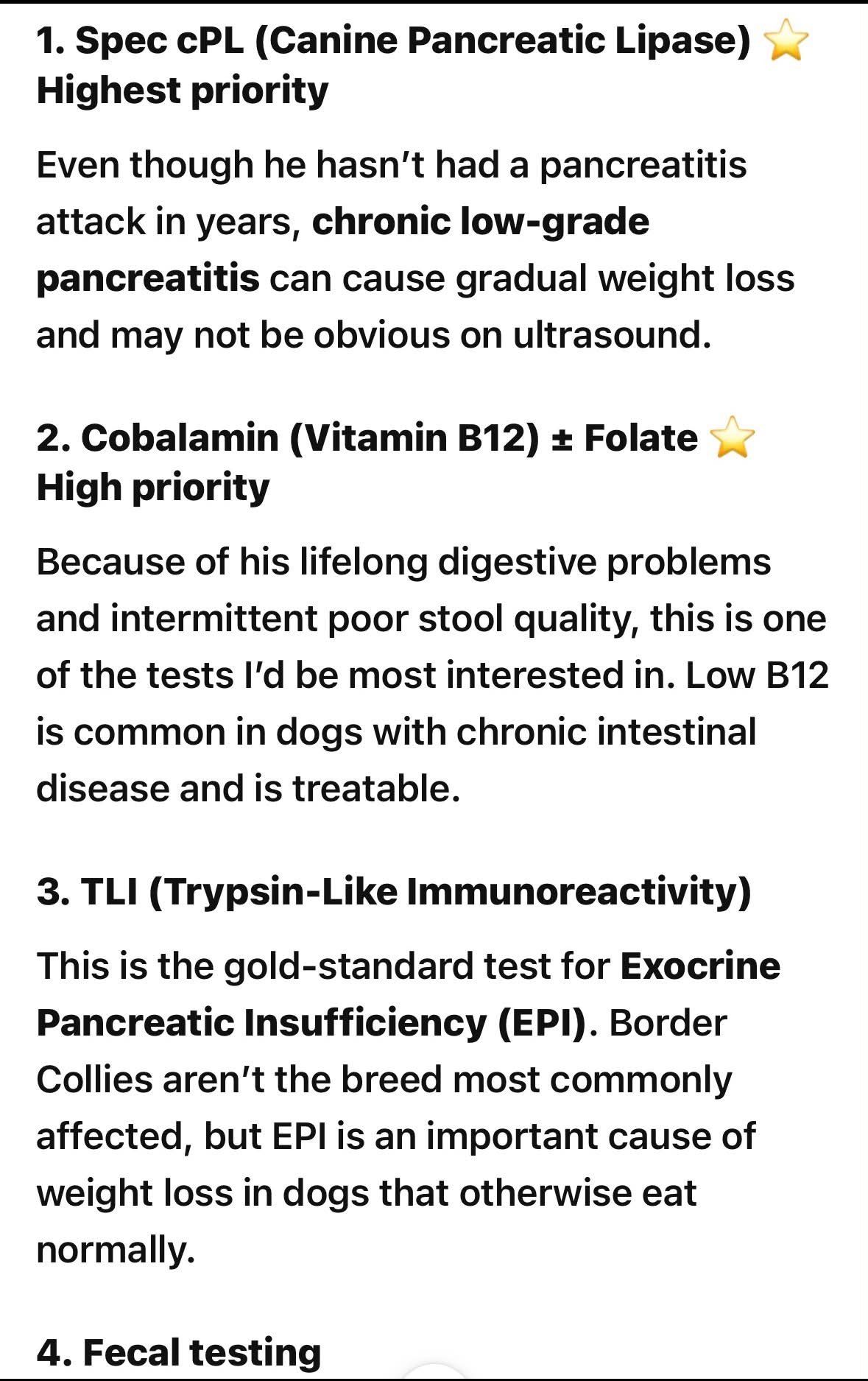 Vitamin B12 deficiency in dogs with pancreatitis symptoms