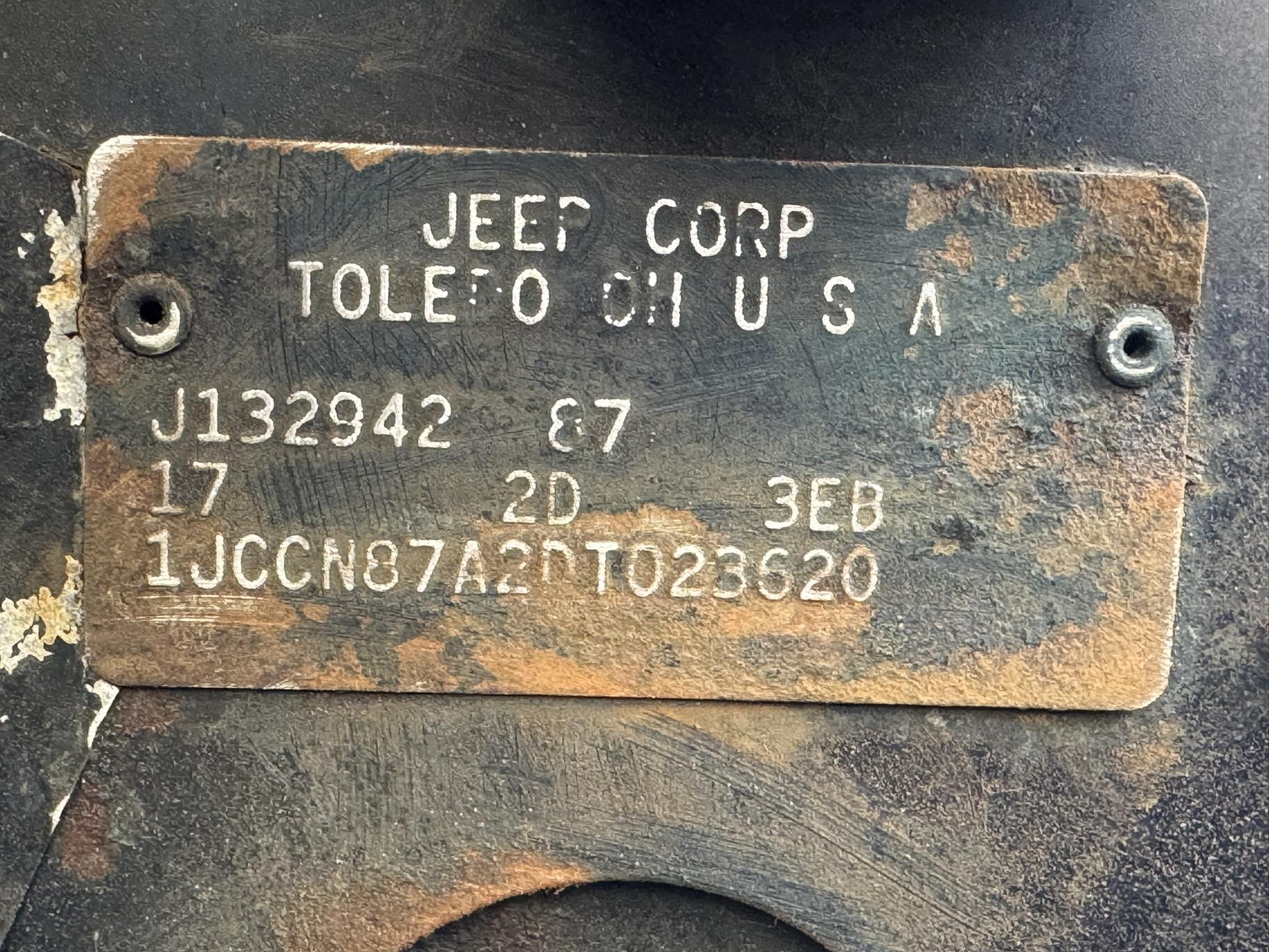 What does '17' mean on a Jeep CJ7 trim plate?