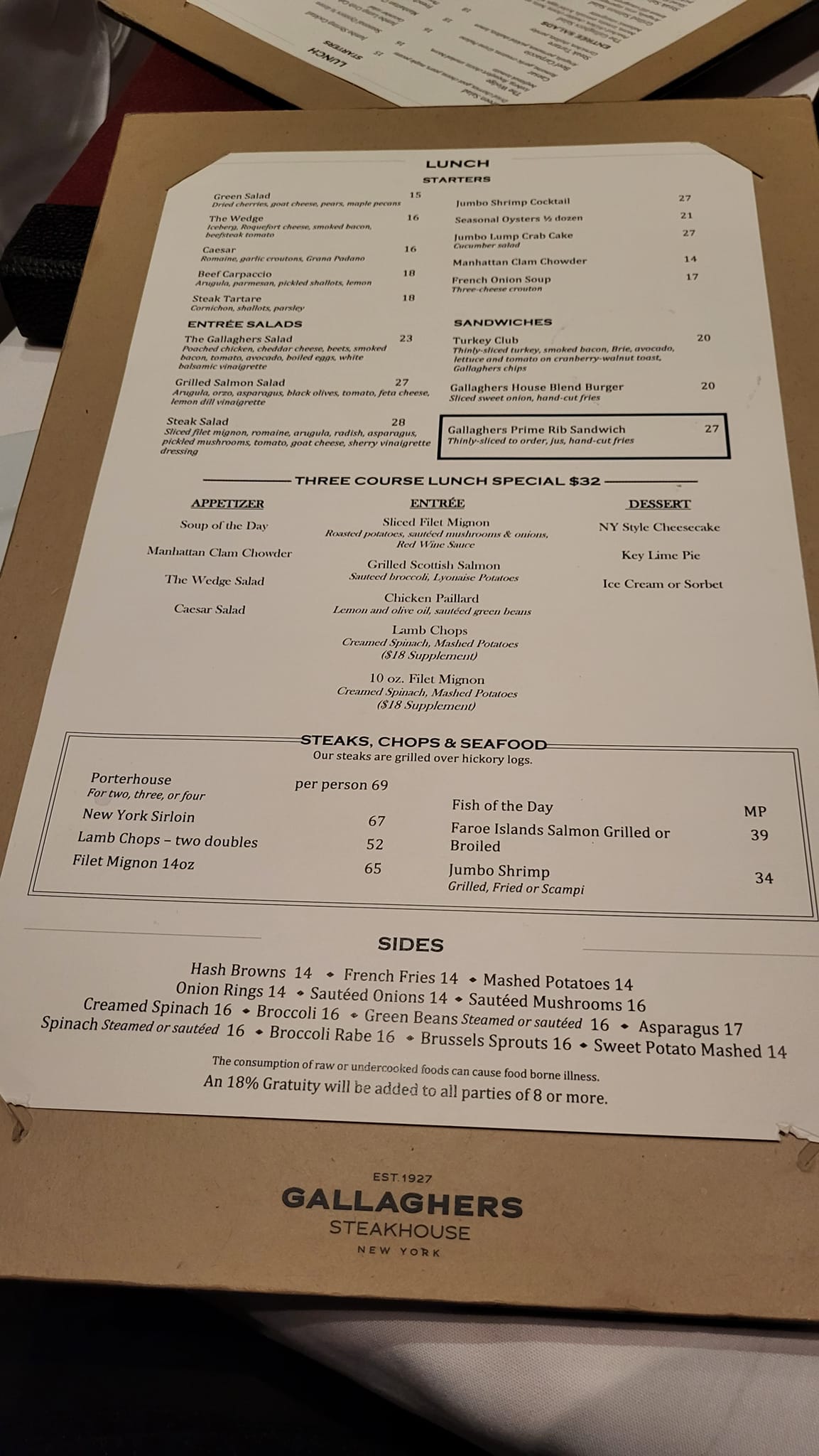 Gallaghers Steakhouse review: perfect food and service