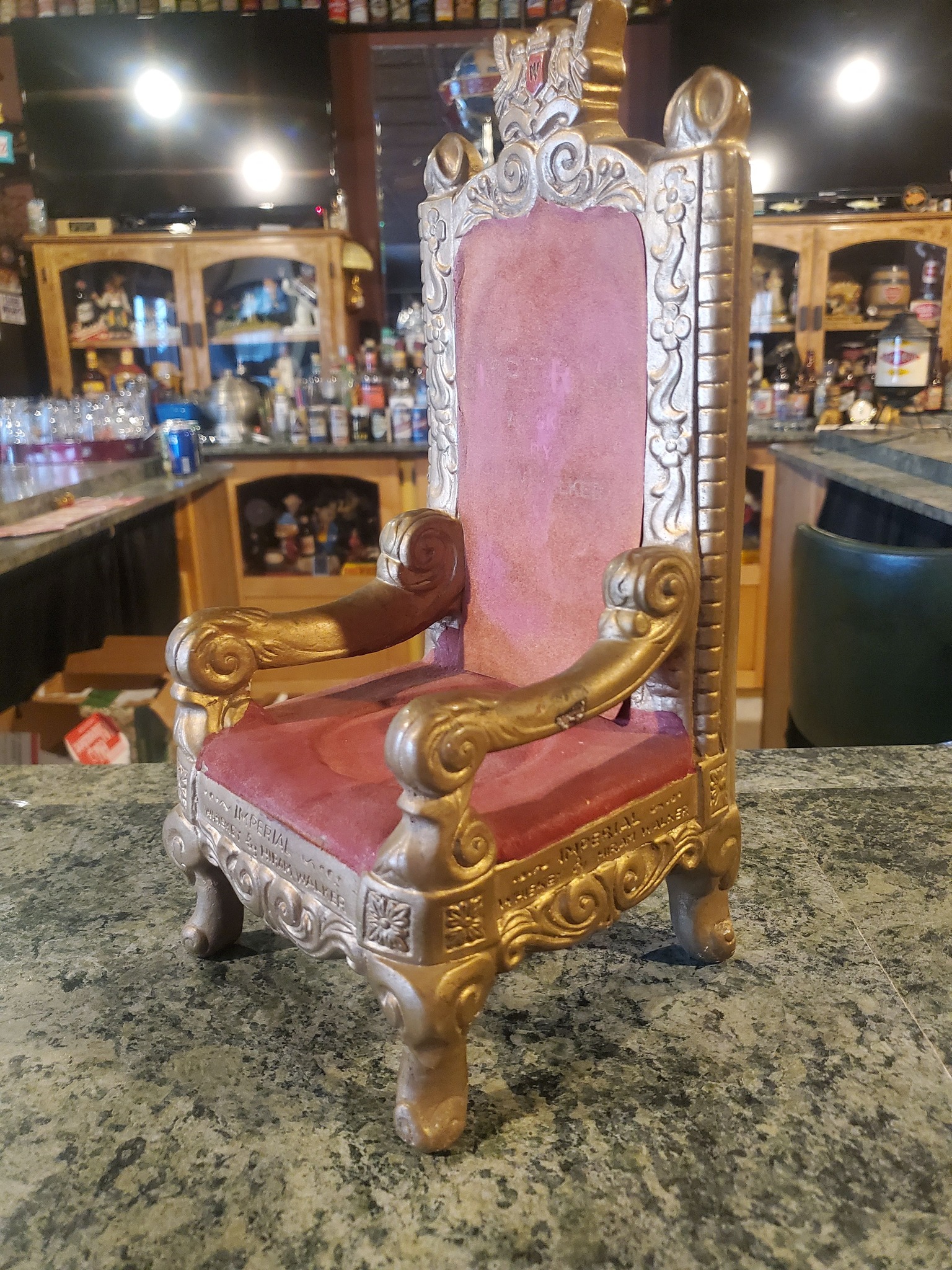 A chair fit for a king! Imperial Whiskey. Made of chalk