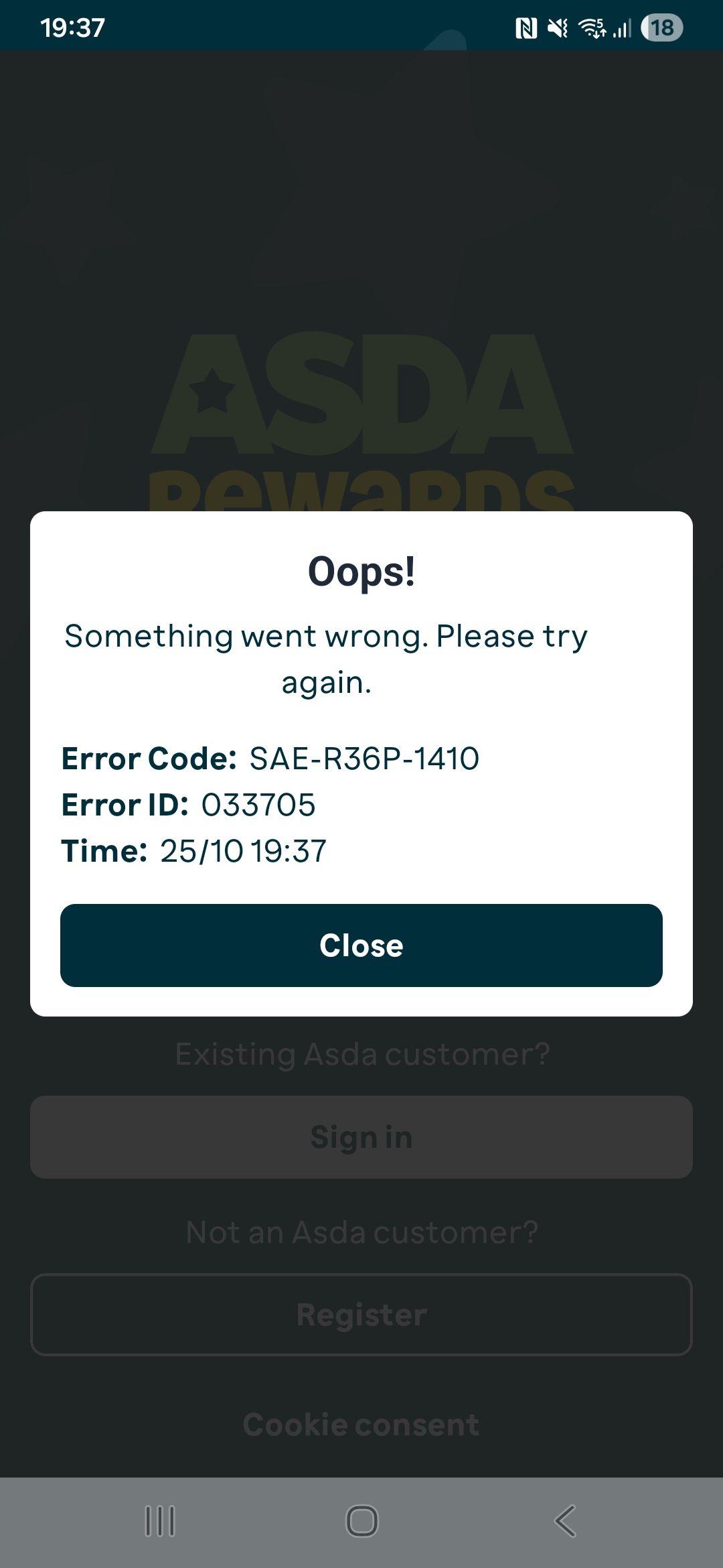 ASDA Rewards App | I've not been able to get on the app for ages all i ...